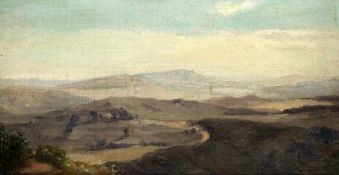 Friedrich Preller d.Ä.1804 Eisenach - 1878 WeimarWide landscapeOil on canvas over cardboard; H 17
