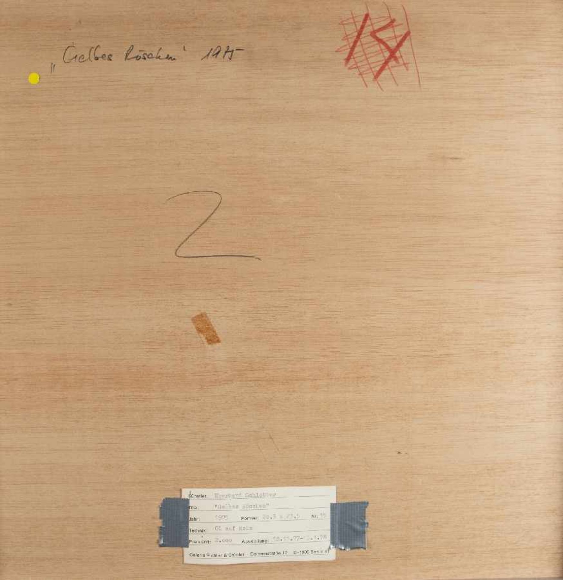 Eberhard Schlotter1921 - 2014Yellow roseOil on wood; H 20 cm, W 23 cm; monogrammed lower right '' - Bild 2 aus 2