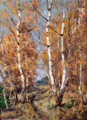 Robert Franz Curry1872 Boston - 1945 RiederauBirches in the autumn leavesOil on cardboard; H 58