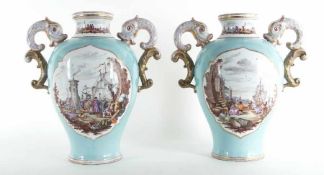 Helena WohlfsohnPorcelain manufacture Dresden 2nd half of the 19th centuryA pair of vases with sea