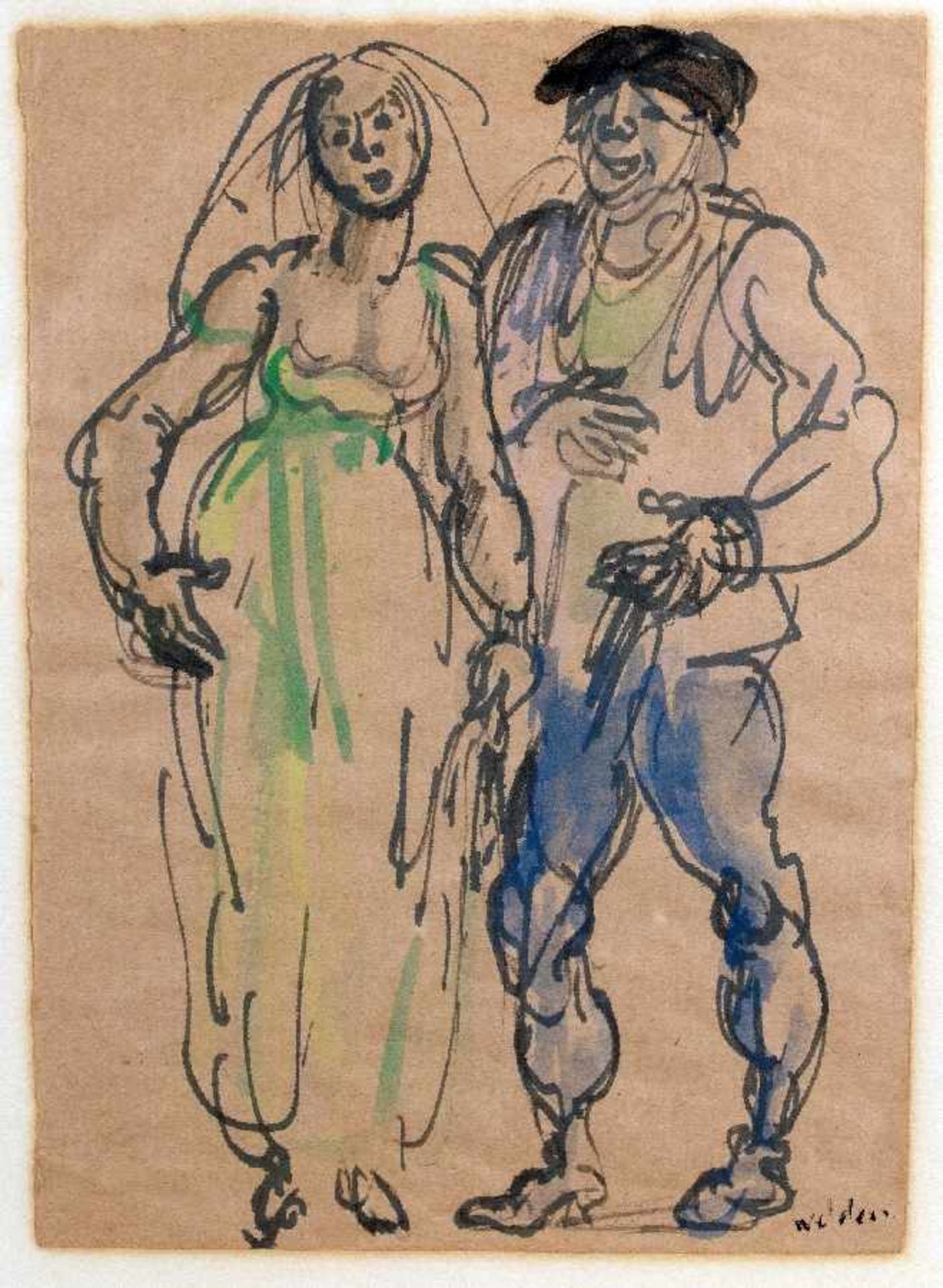 Leo von Welden1899 Paris - 1967 FeilnbachCouples1 watercolor and 1 watercolored lithograph on paper; - Bild 2 aus 2