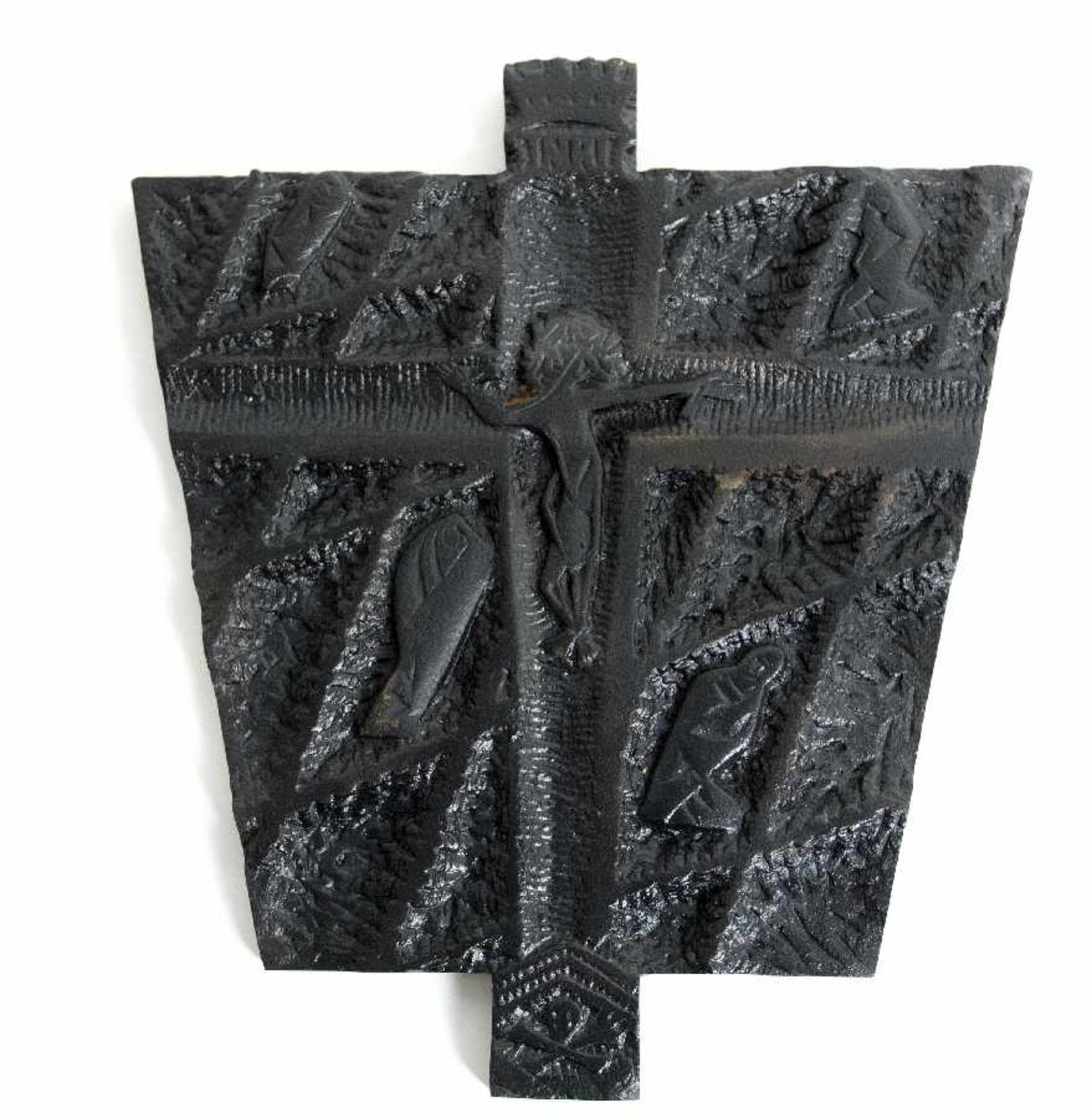 Rhenish Sculptor Mid-20th CenturyJesus on the crossCast iron relief, patinated, early 50s; H 44.5