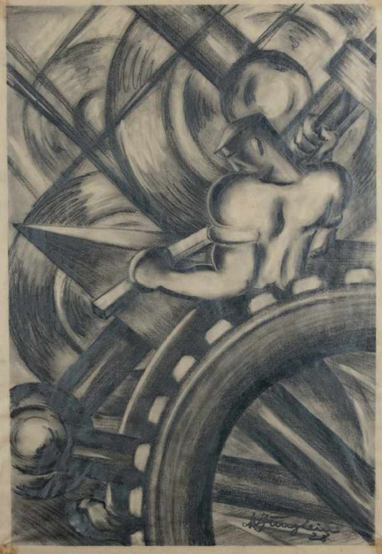 Michael JungheimDüsseldorf 1896 - 1970Worker in the machine worldPencil on paper; H 520 mm, W 361