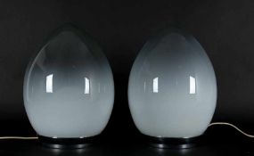 Reggiani Spa IlluminazioneA pair of Egg LampsGlass, partially frosted, metal, chromed; H each 47 cm;