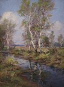Franz Schreyer1858 Leipzig - 1936Winter in the Alps / Spring in the bog2 oil paintings on cardboard;