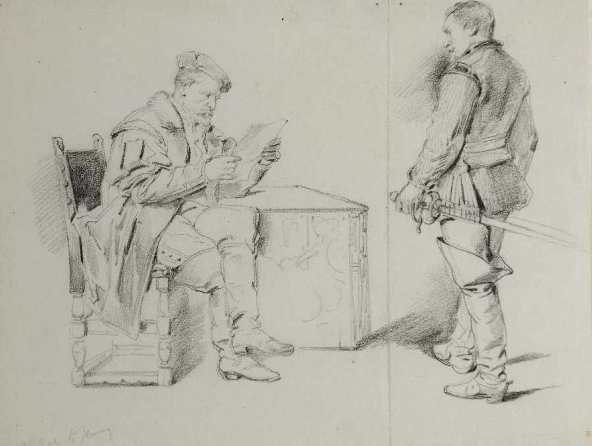 Johann Mari ten Kate1831 Den Haag - 1901 DriebergenCharakter studies et. al.12 pencil drawings on - Bild 3 aus 12