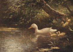 David Adolf Constant Artz1837 - 1890Ducks at the pondOil on canvas; H 37 cm, W 51.5 cm; signed lower