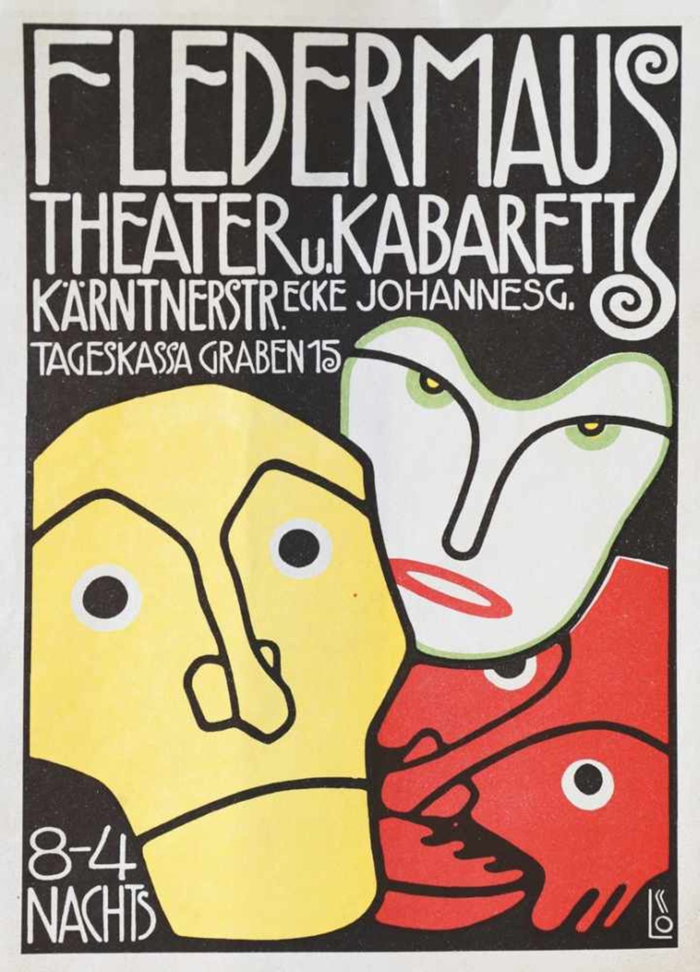 Bertold Löffler, (1874-1960)Design 1907Plakat. Fledermaus, Theater u. Kabarett, Kärntner Str.