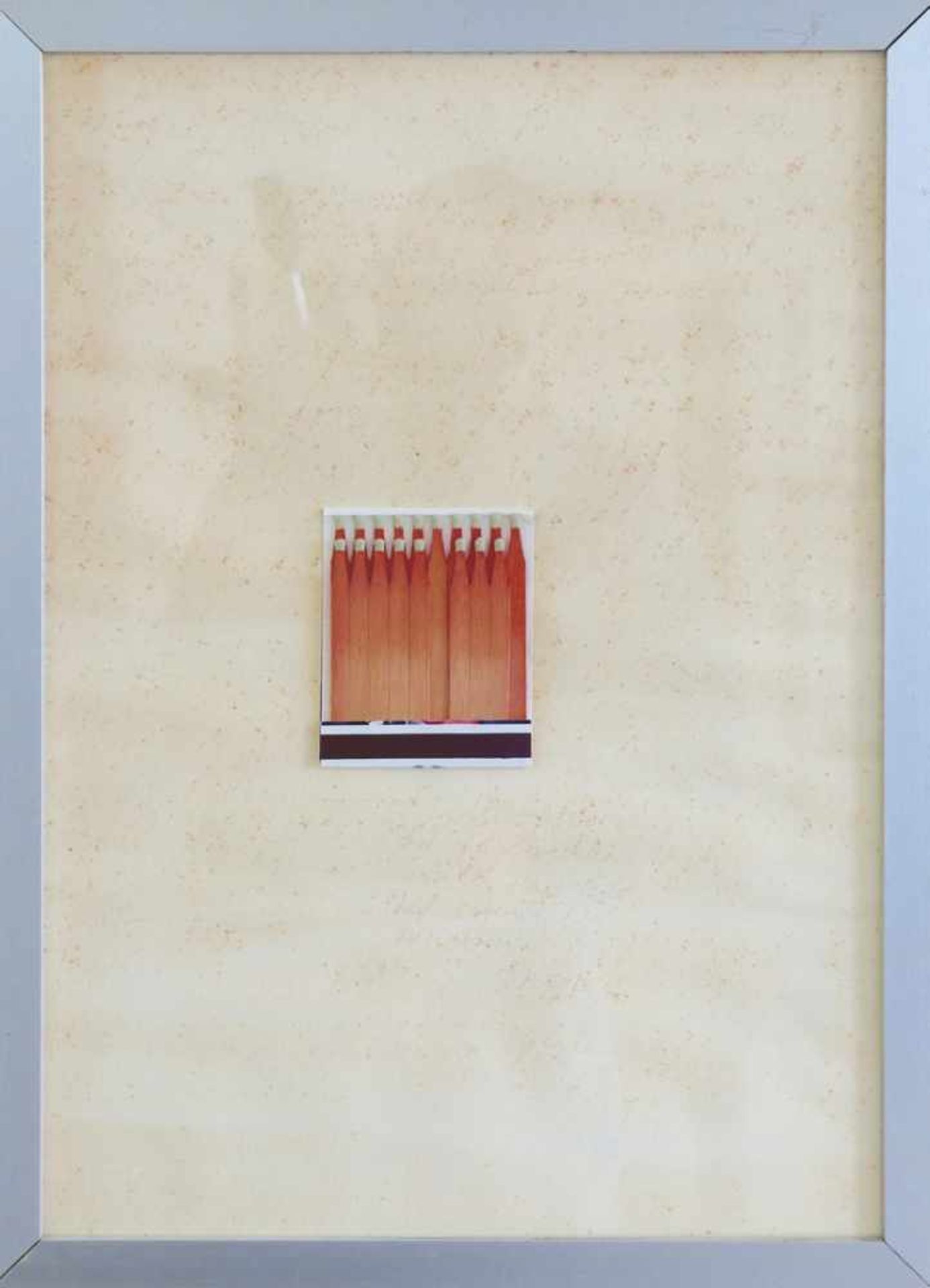 Raymond Hains*, (1926-2005)1974/79Saffa. 1974. Streichholzbriefchen auf Papier. 10,5 x 8,5 cm.