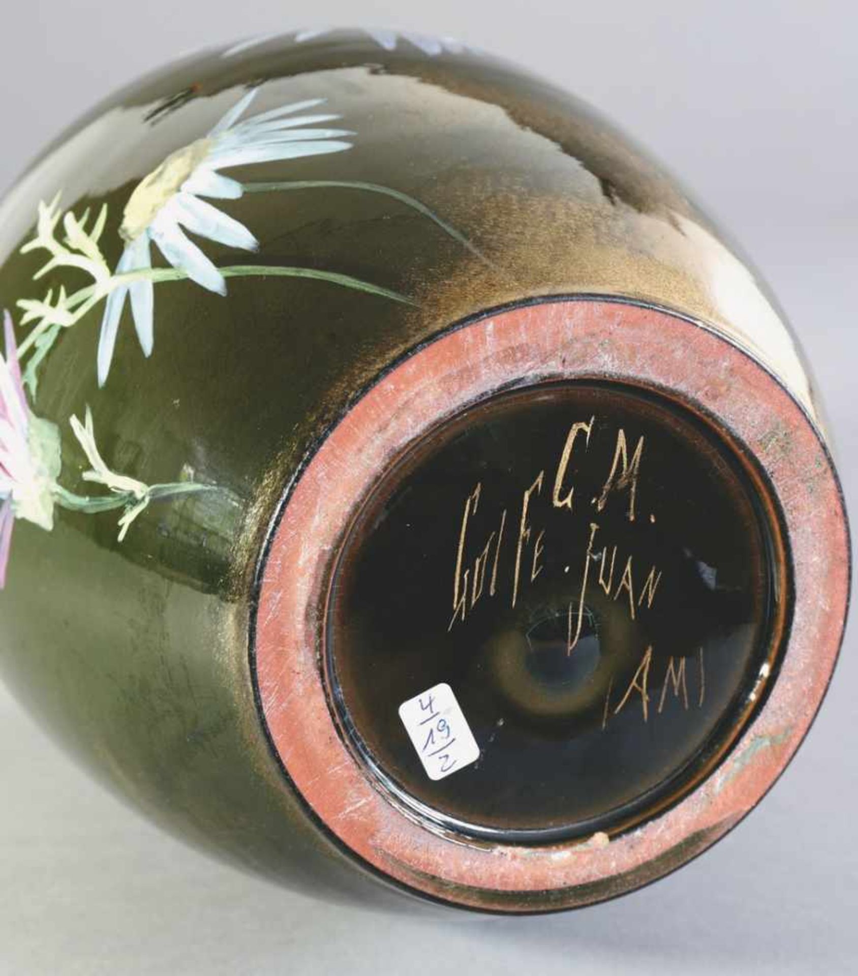 Clement Massier, Vallaurisabout 1900Vase. Um 1900. Keramik. Polychrome, emailartig aufliegende - Bild 2 aus 2