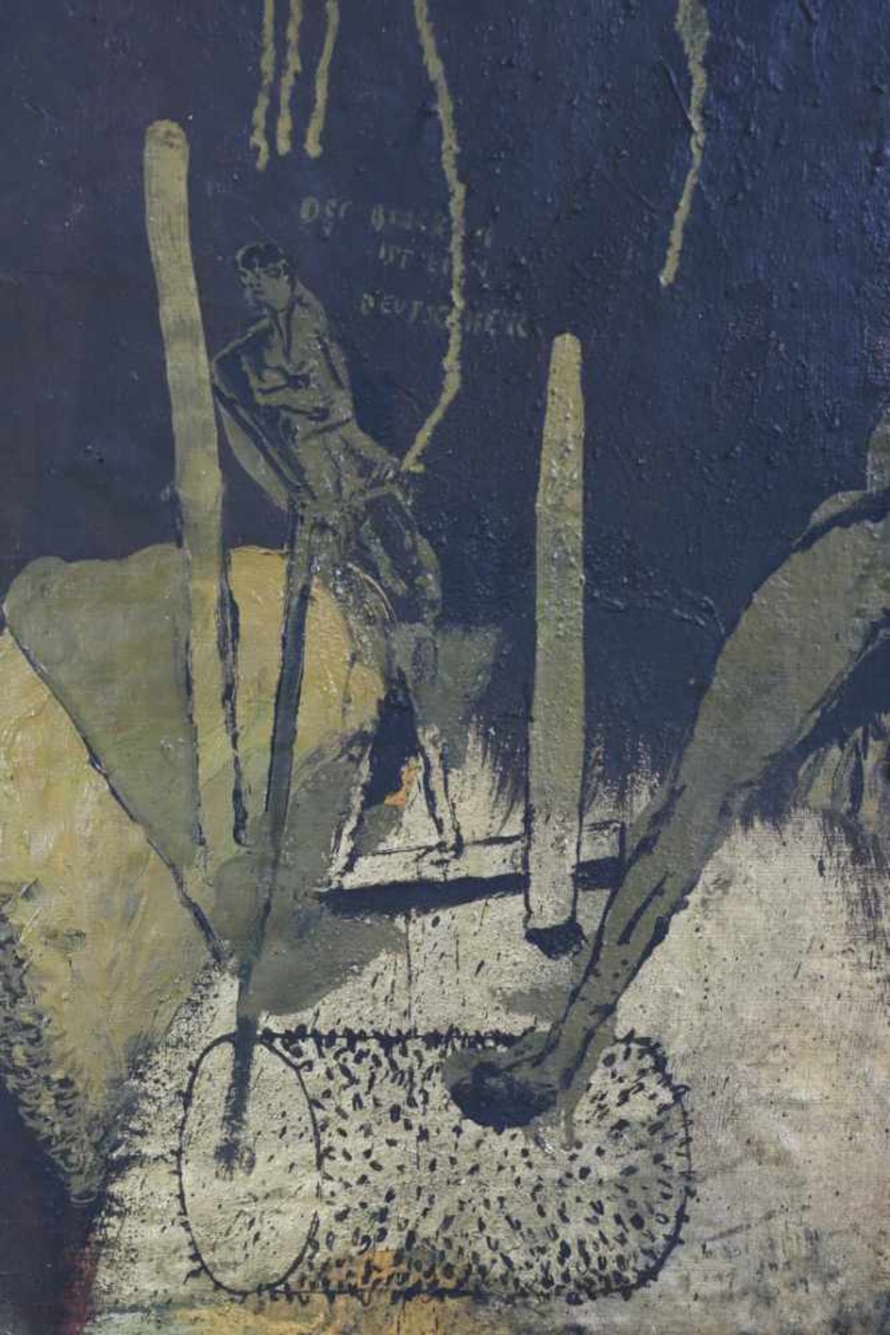 Neo Rauch*, *19601989Der Brocken ist ein Deutscher. 1989. Öl auf Leinwand / Collage. 72,5 x 95,5 cm. - Bild 2 aus 3