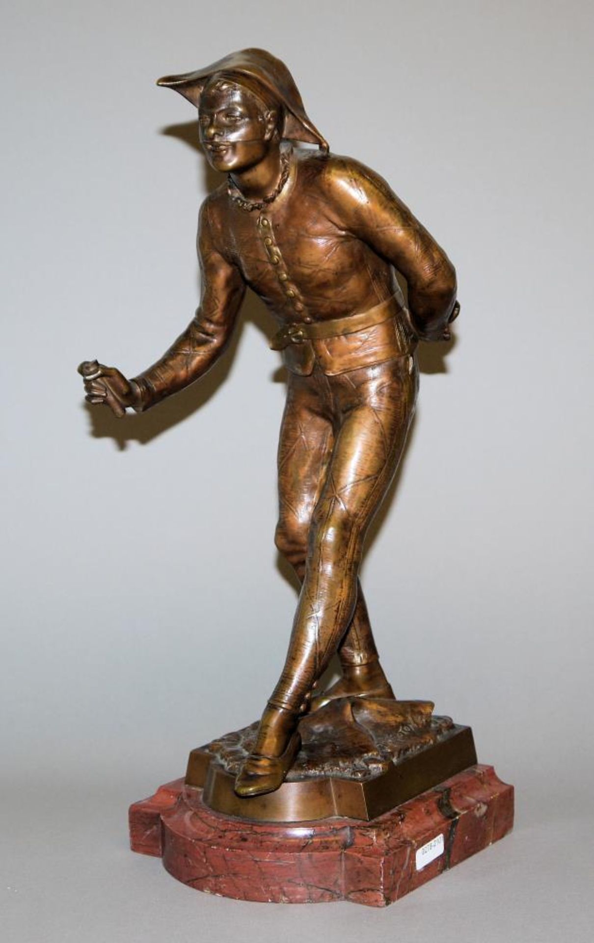 Claudius Marioton, Bronzeplastik Harlekin Claudius Marioton, 1844 - 1919, leicht gebeugt