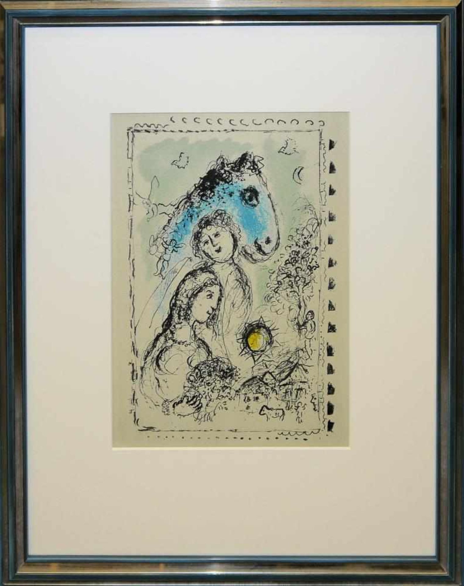 Marc Chagall, „Nocturne en Vence“, Farblithographie, 1963, gerahmt Marc Chagall, 1887 – 1985, Vögel, - Bild 2 aus 2