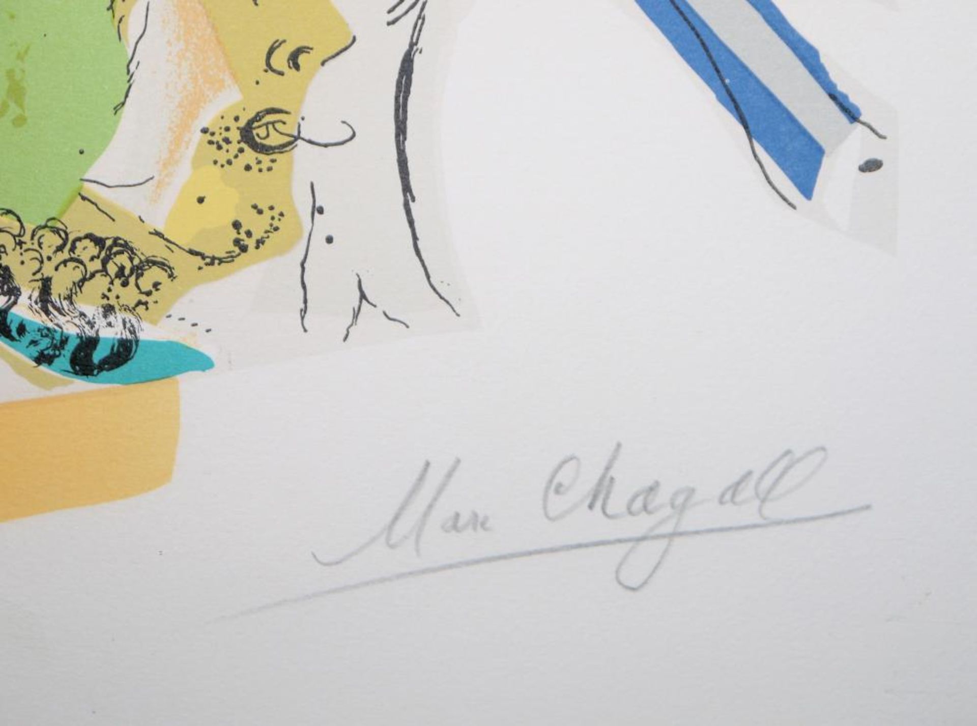 Marc Chagall, Blatt für “Vingtième siècle“, sign. Farblithographie von 1966, Unikatrahmen mit - Bild 2 aus 3