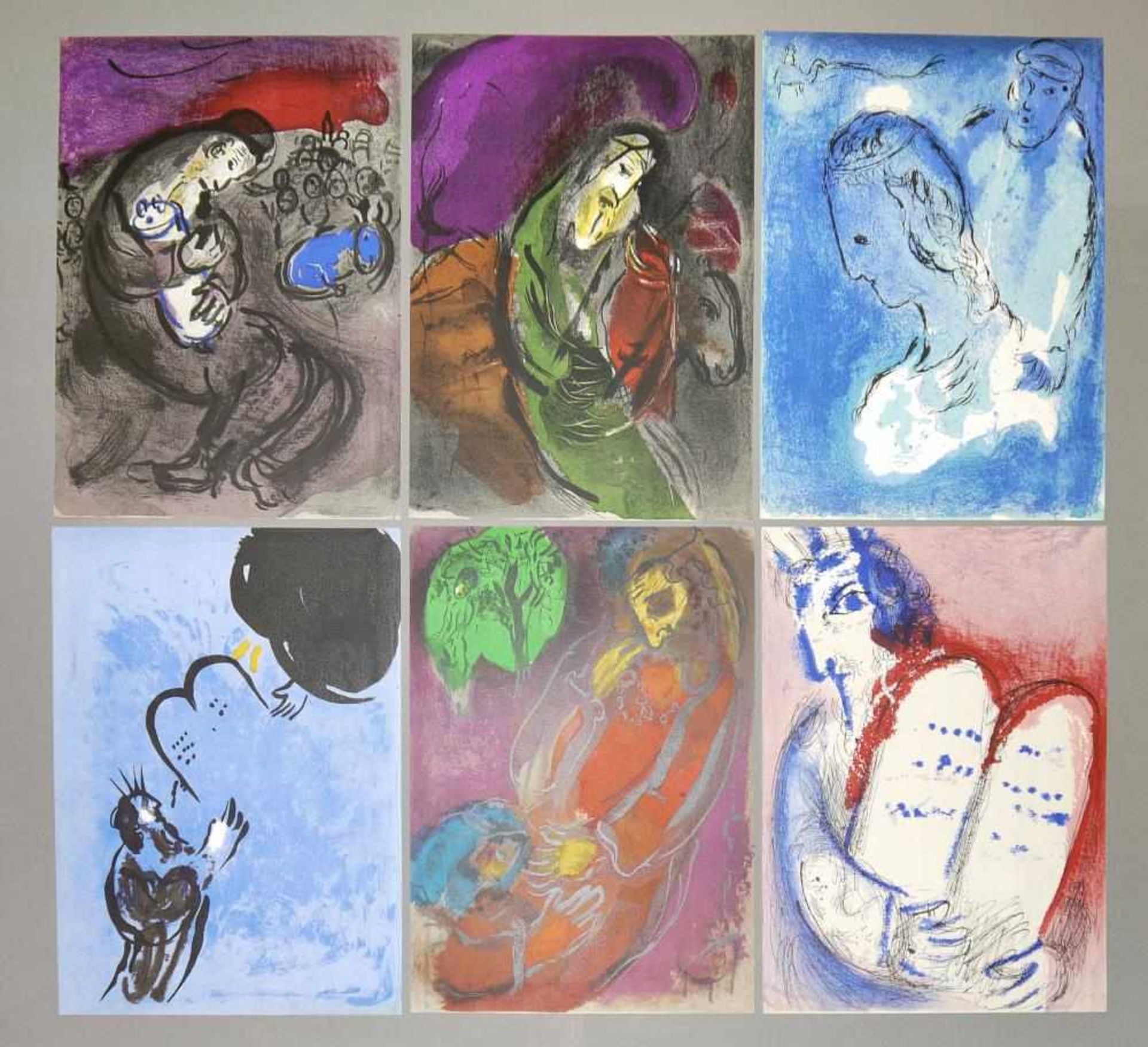 Marc Chagall, 6 Farblithographien aus „La Bible“, Verve, 1956 Marc Chagall, 1887 – 1985, Moses