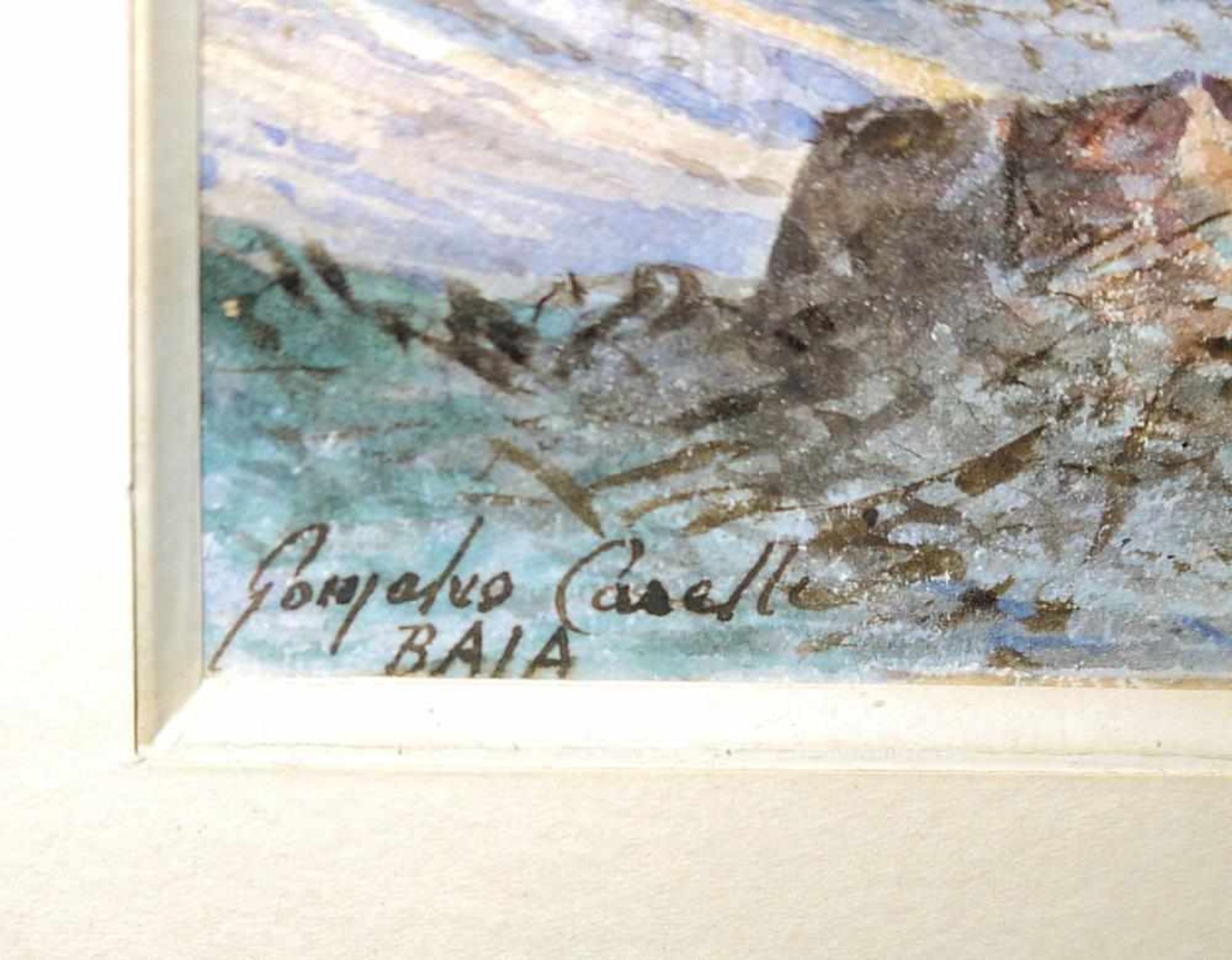 Consalvo Carelli, Baia im Golf von Neapel, Aquarell/Tusche, gerahmt Consalvo Carelli, 1818 – - Bild 3 aus 3