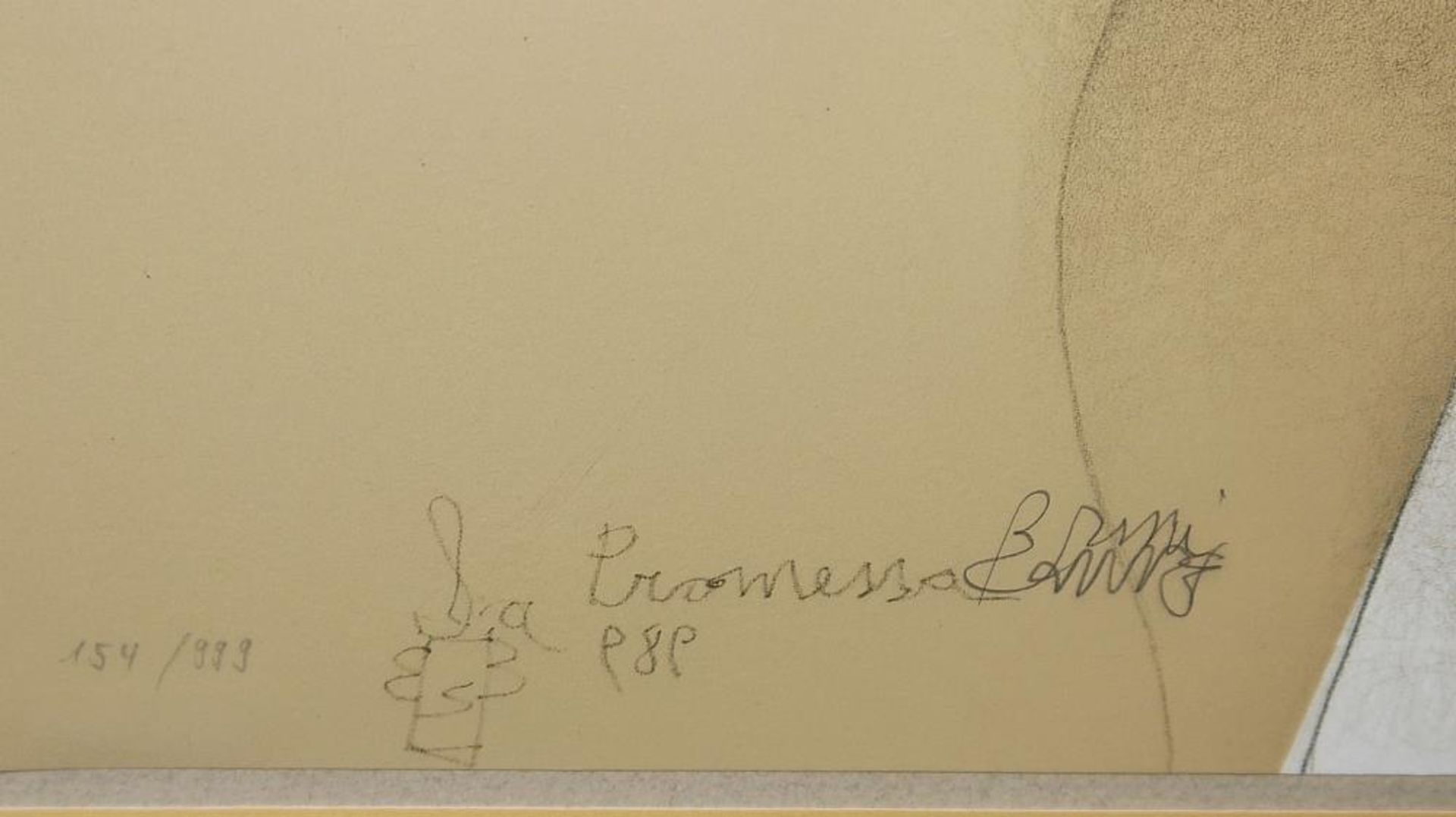 Bruno Bruni, „La promessa“, Farblithographie, sign., gerahmt Bruno Bruni, * 1935, Sich umarmendes - Bild 2 aus 2