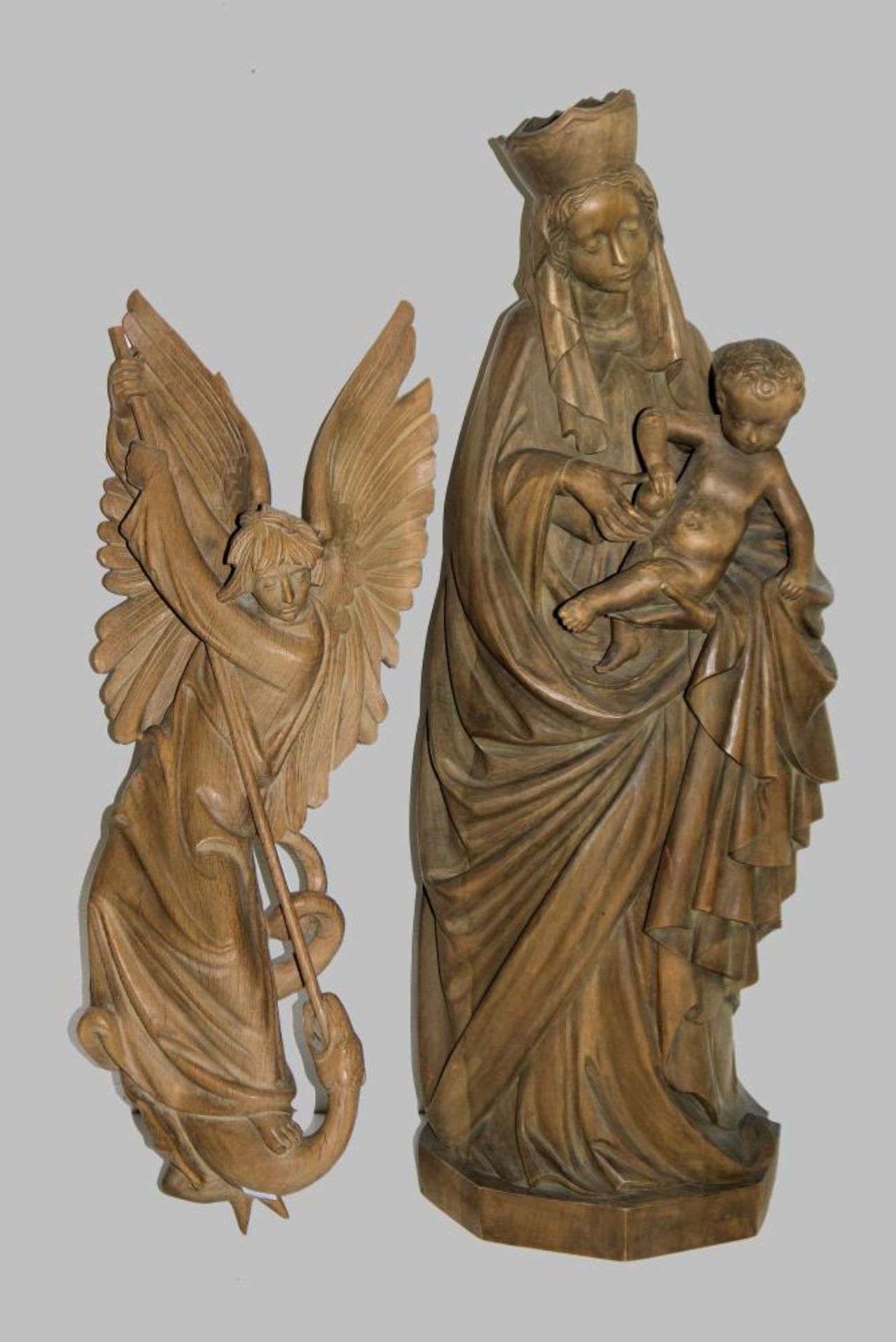 Karl Rappl, 2 Heiligenfiguren Maria & Erzengel Michael Karl Rappl, Oberammergau, Bildschnitzer, 2.
