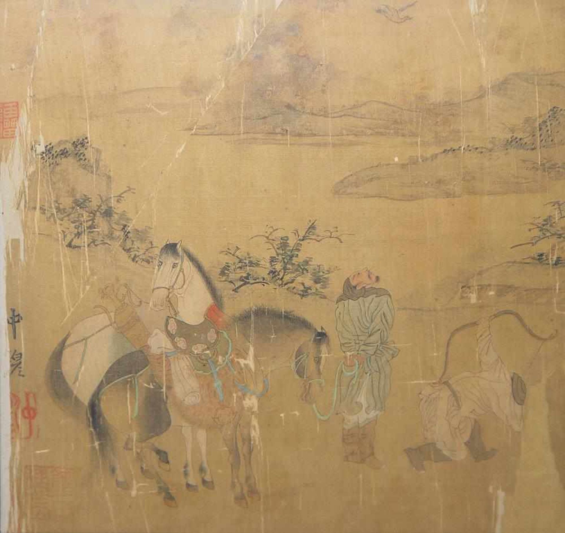 Zhao Yong sign., Bogenschützen, Tuschemalerei der Yuan/Ming-Zeit, China, wohl 14./15. Jh. Zwei Jäger - Bild 2 aus 3
