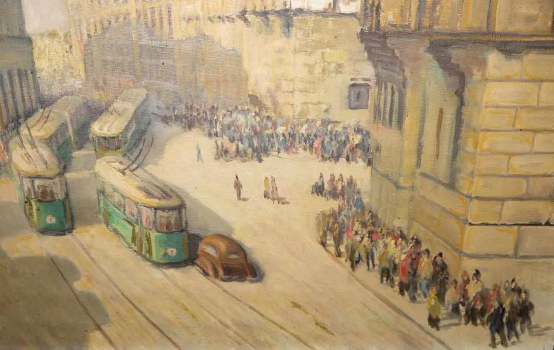Anonym, 1930er Jahre, Straßenszene in München, Ölgemälde, Goldrahmen Anonymer, wohl Münchner - Image 3 of 4
