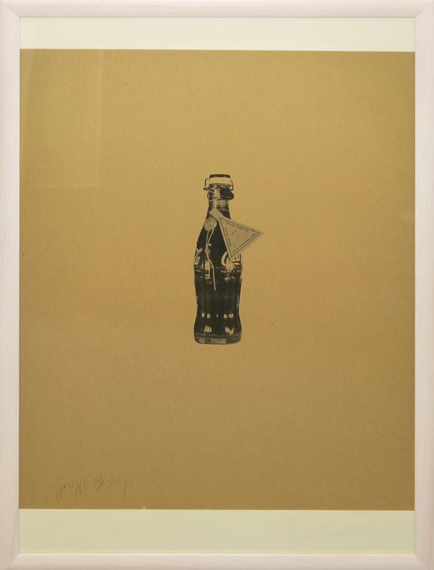 Joseph Beuys, “Bruno Corà-Tee”, plombierte Coca Cola–Flasche mit Kräutertee, signierte