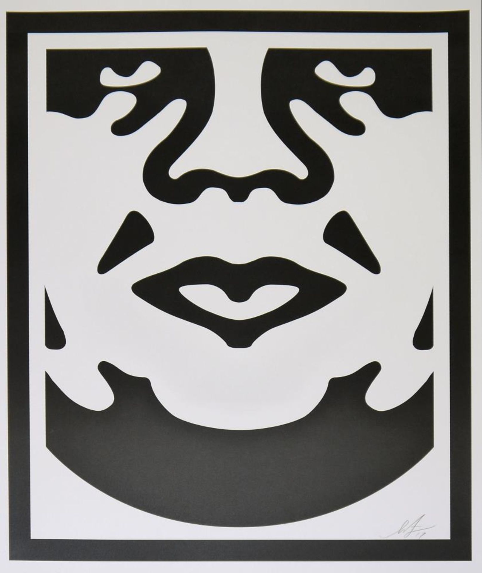 Shepard Fairey, „Visage“, signierte Serigraphie, o. Rahmen Shepard Fairey, *1970, „Visage“, Rundes