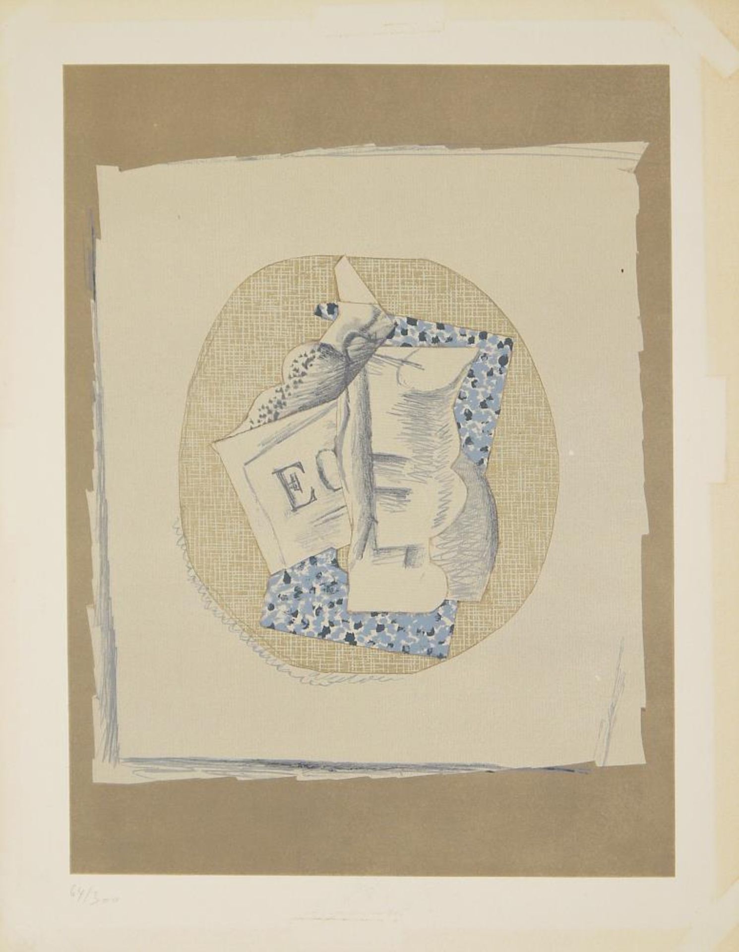 Georges Braque, „verre et journal“, numm. Farblithographie, Maeght/Paris Georges Braque, 1882 –