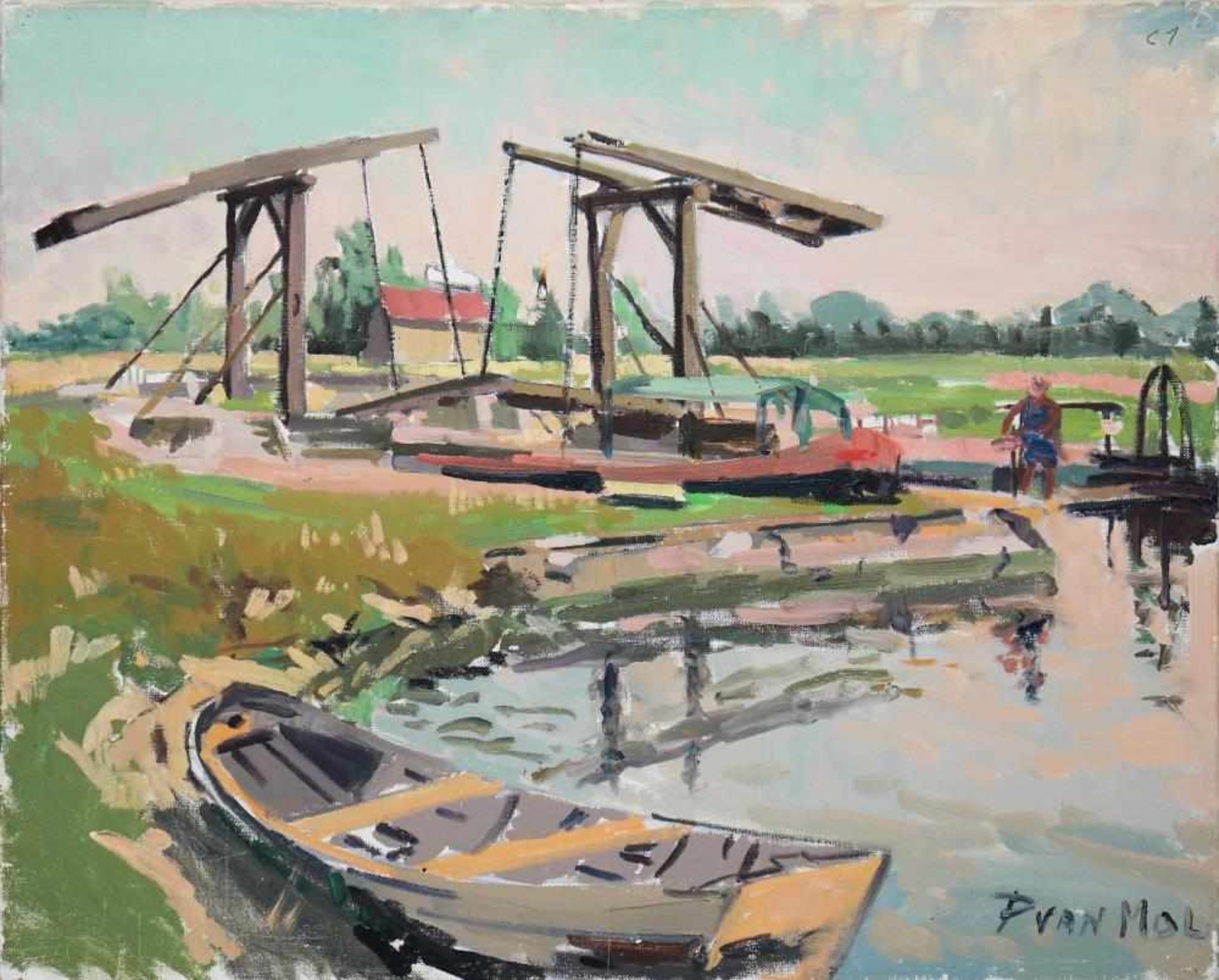 Pieter Van Mol, „Pont v. Gogh“, Ölgemälde, o. Rahmen, 1960 Pieter Van Mol, 1906 in Malderen,