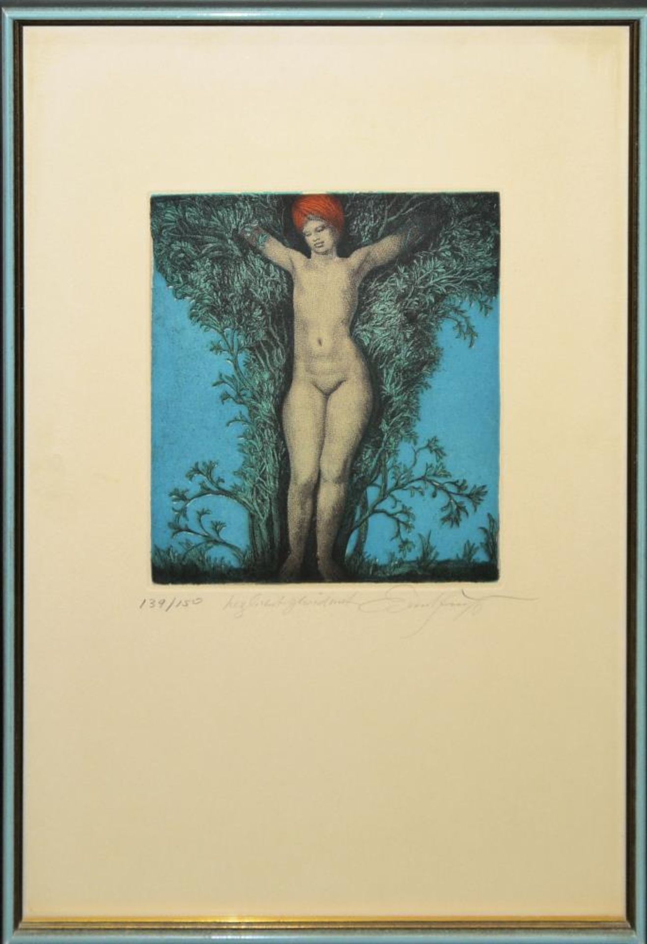 Ernst Fuchs, Daphne, Farbradierung von (19)76, ateliergerahmt Ernst Fuchs, 1930 – 2015, Weiblicher