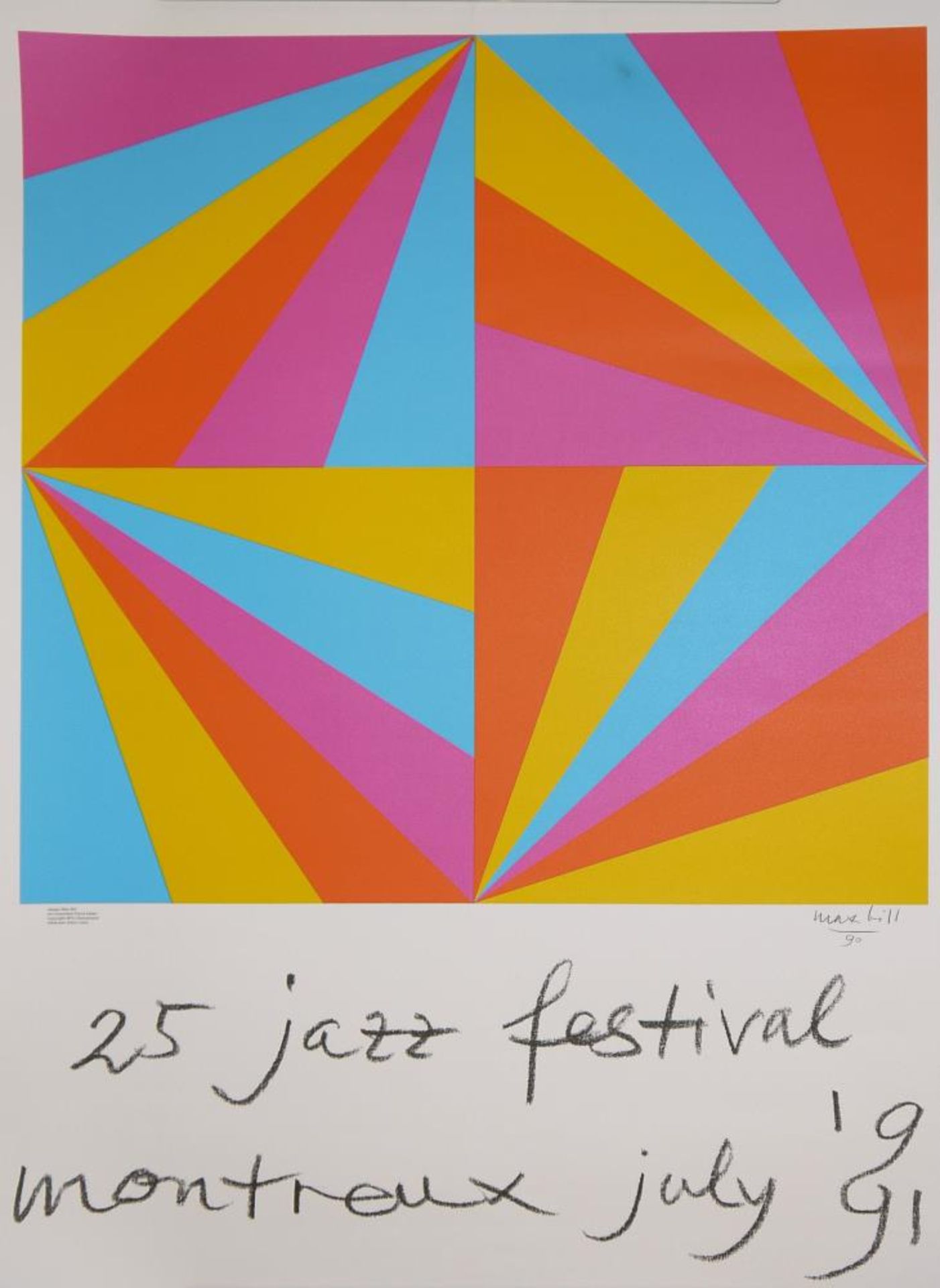 Max Bill, 25. Jazz Festival Montreux, große Farbserigraphie von 1990 Max Bill, 1908 -1994,