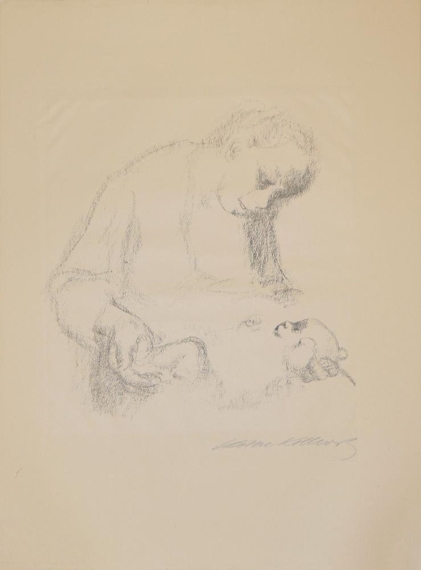 Käthe Kollwitz, „Junge Mutter mit Säugling“, Lithographie von 1926, sign. Käthe Kollwitz, 1867 – - Image 3 of 3