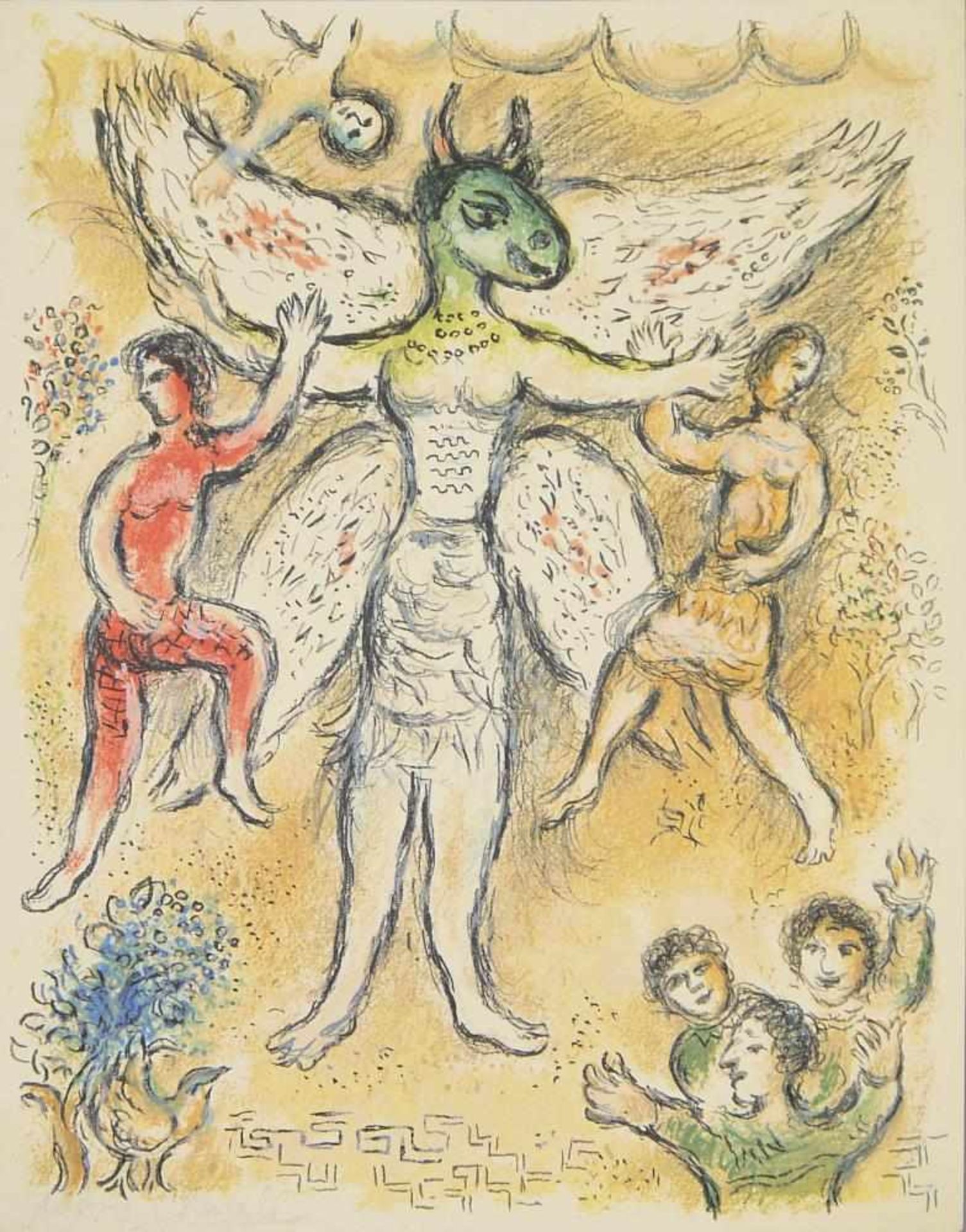 Marc Chagall, „Eupeithes“, aus: L‘Odyssee II, Farblithographie von 1975 mit Gefälligkeitssignatur