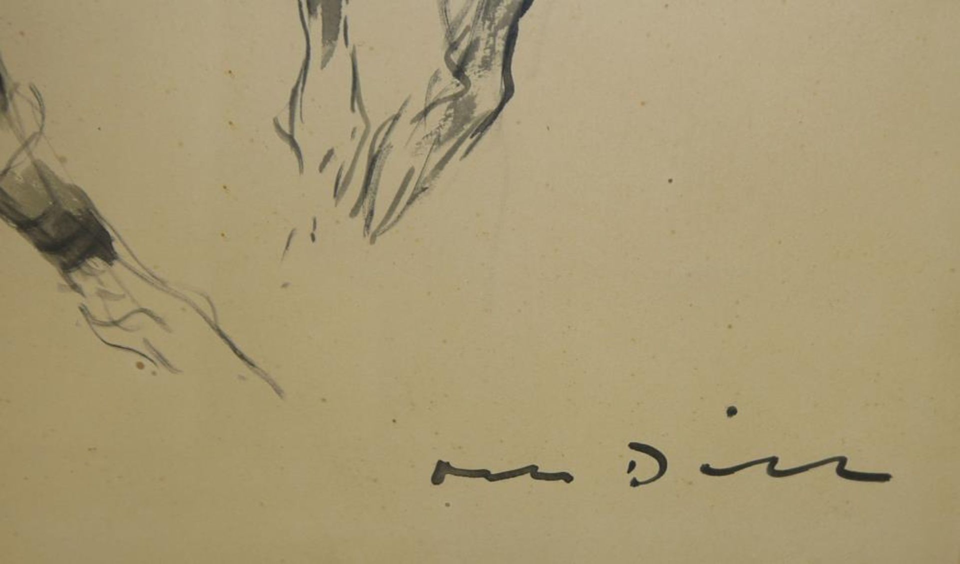 Otto Dill, Jockey, große Tuschzeichnung laviert, unter P.partout ansprechend gerahmt Otto Dill, 1884 - Image 2 of 2