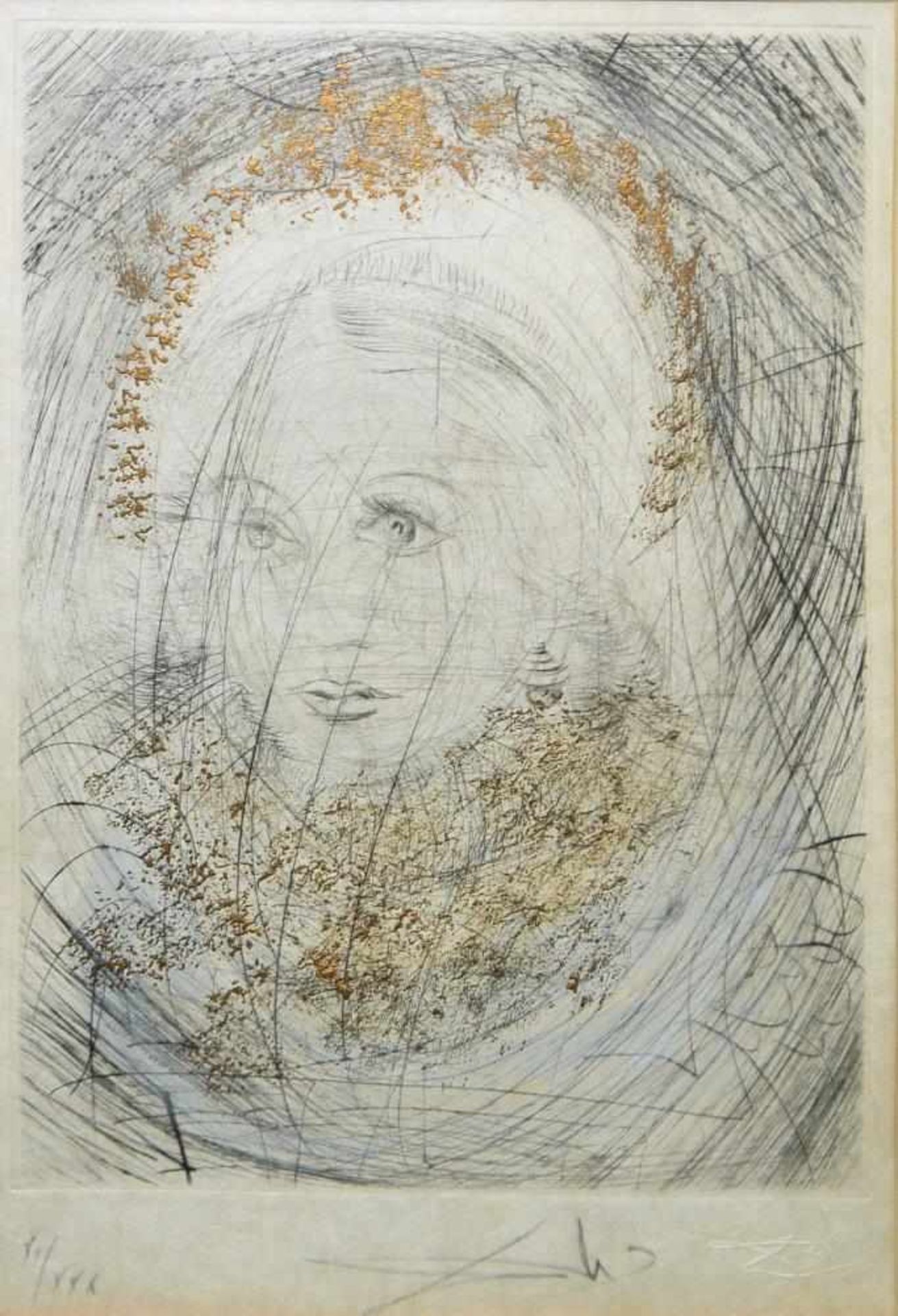 Salvador Dali, „Portrait de Marguerite”, Radierung von 1968 Salvador Dalí, 1904 – 1989, - Bild 3 aus 3