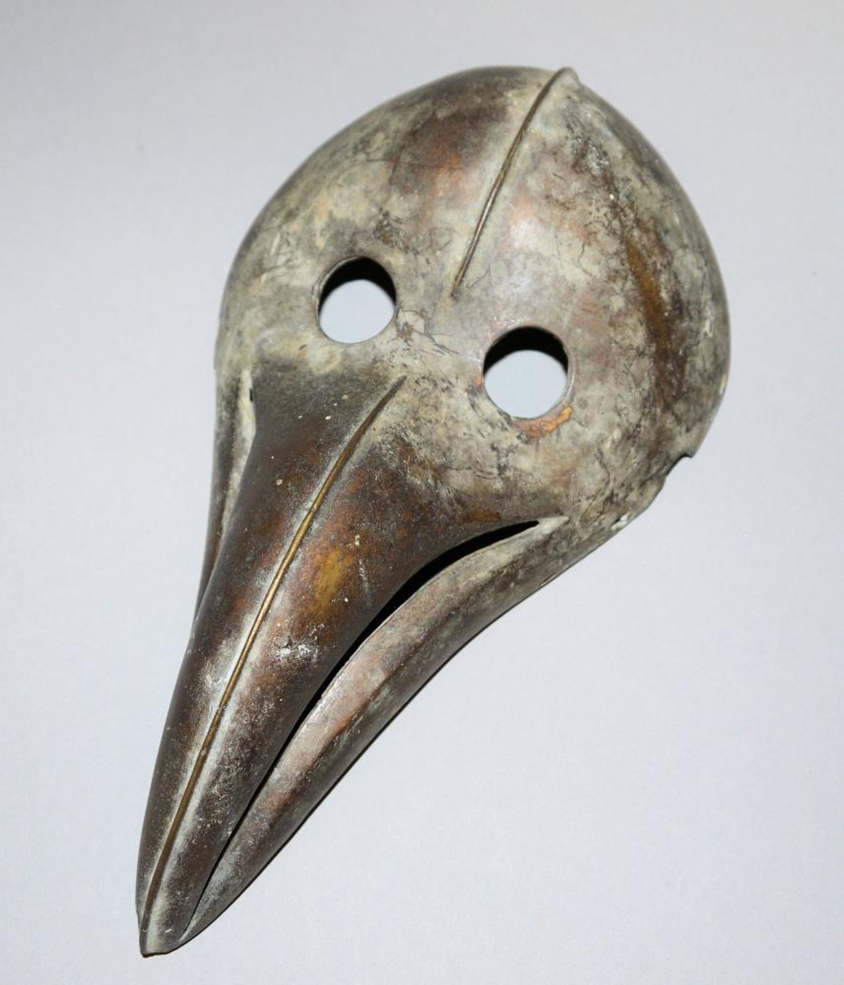 Gagon-Vogelmaske aus Bronze, Dan, Liberia/Elfenbeinküste Seltene Schnabelmaske mit großen, runden „