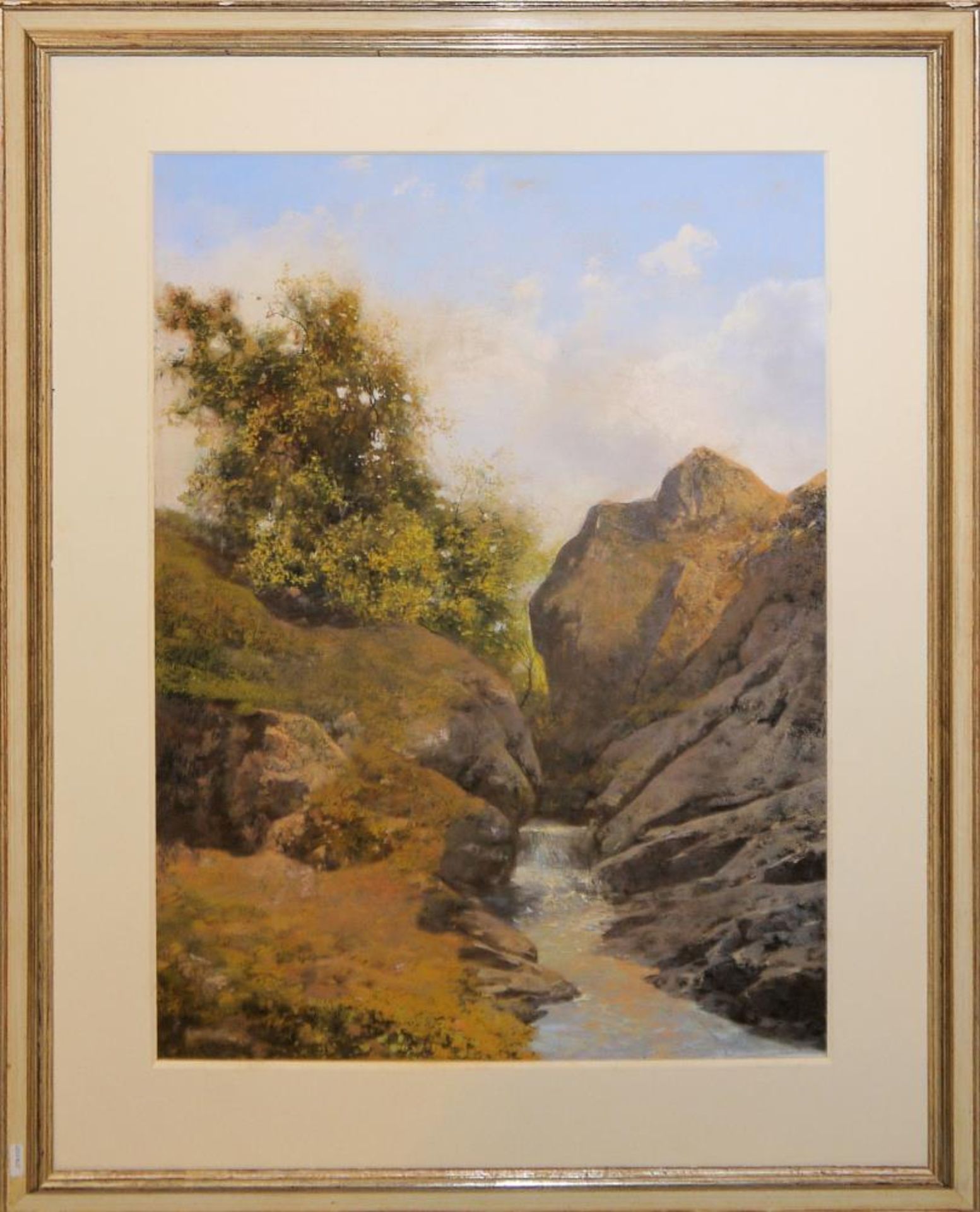 Karl Dörrbecker zugeschr., Sommerliche Flusslandschaft, Pastell, gerahmt Karl Dörrbecker, 1894