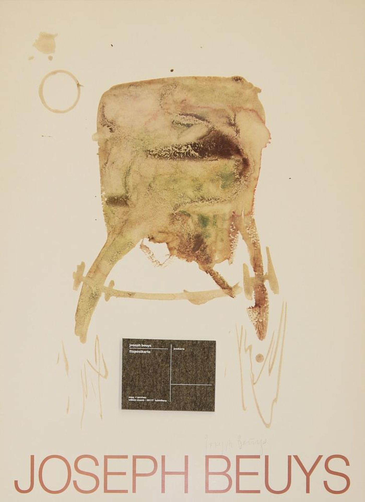 Joseph Beuys, Abstrakte Komposition mit Farbflecken, signierte Farboffsetlithographie &
