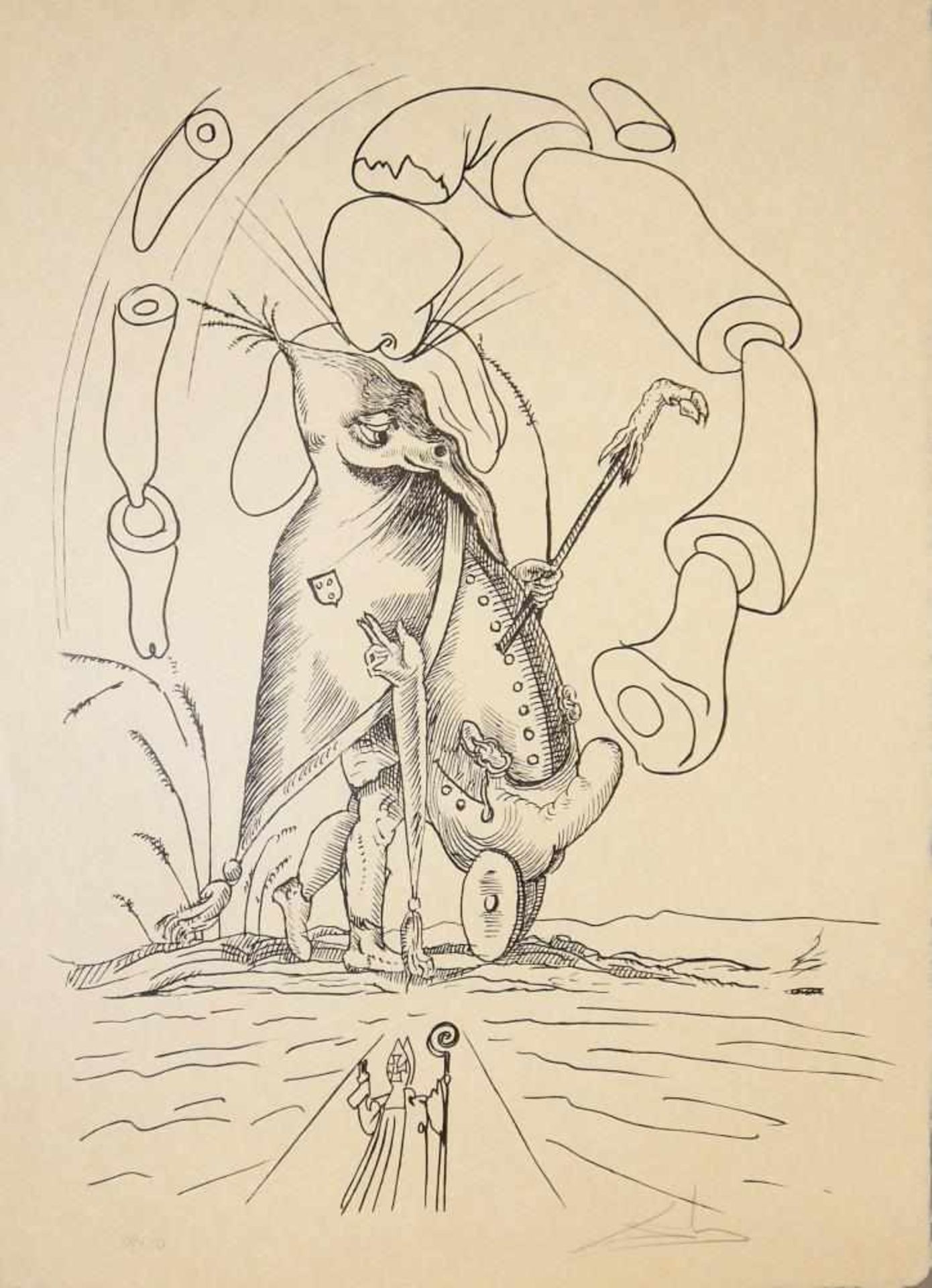 Salvador Dali, aus: “Les Songes drolatiques de Pantagruel”, signierte Lithographie von 1973 Salvador