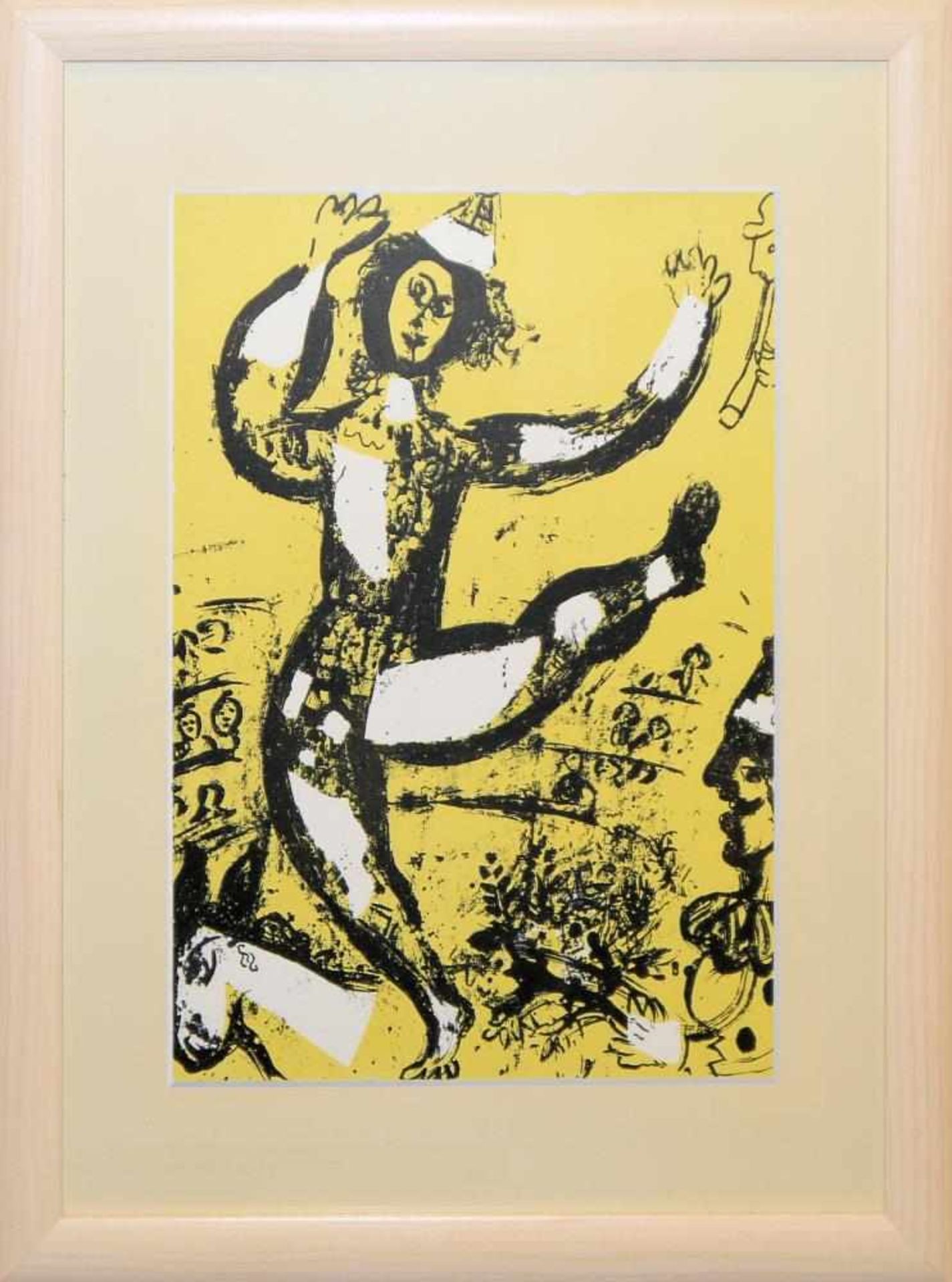 Marc Chagall, „Le Cirque“, Farblithographie von 1960, gerahmt Marc Chagall, 1887 – 1985, Clown und