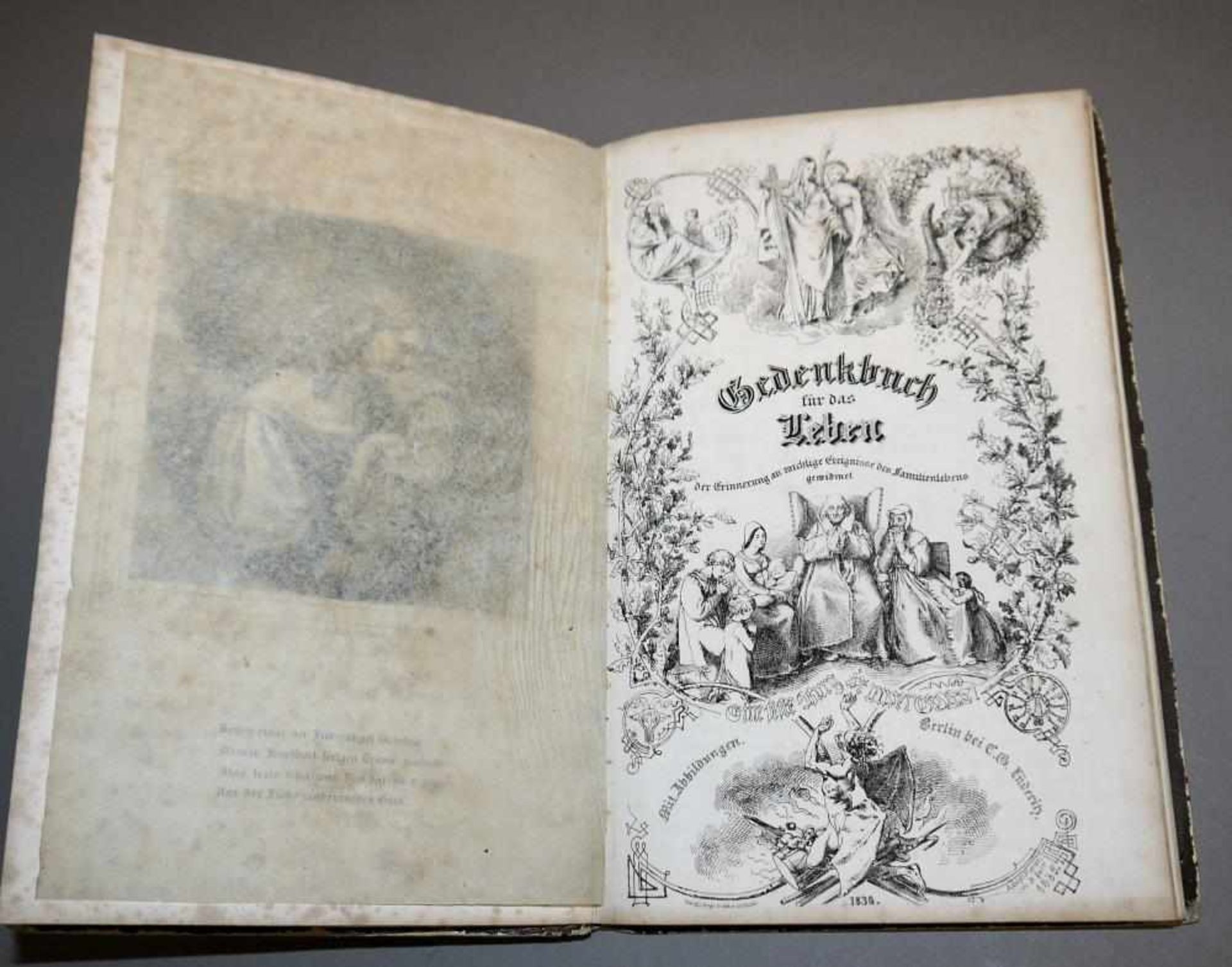 Gedenkbuch für das Leben… von 1836 mit Lithographien von Adolph von Menzel …der Erinnerung an