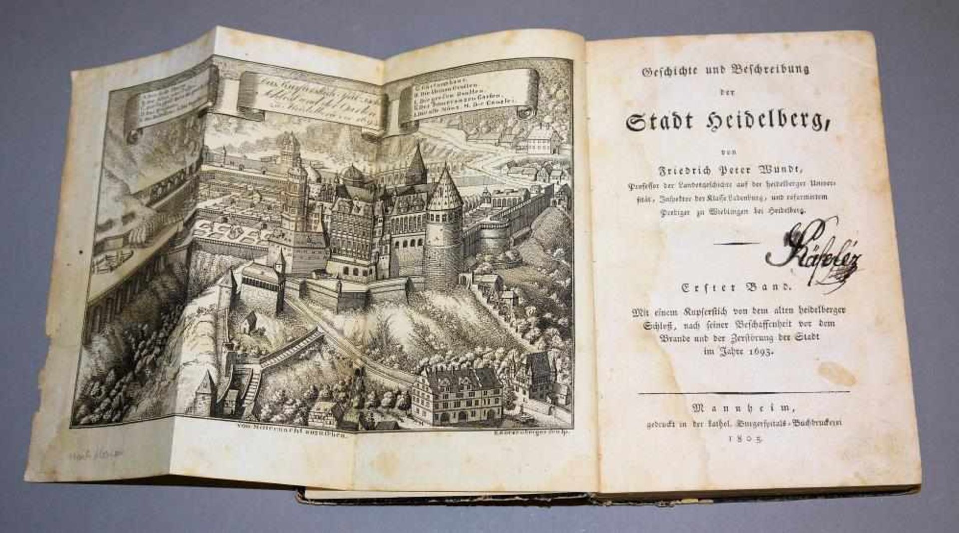 Geschichte und Beschreibung der Stadt Heidelberg von Friedrich Peter Wundt, Mannheim 1805 Mit