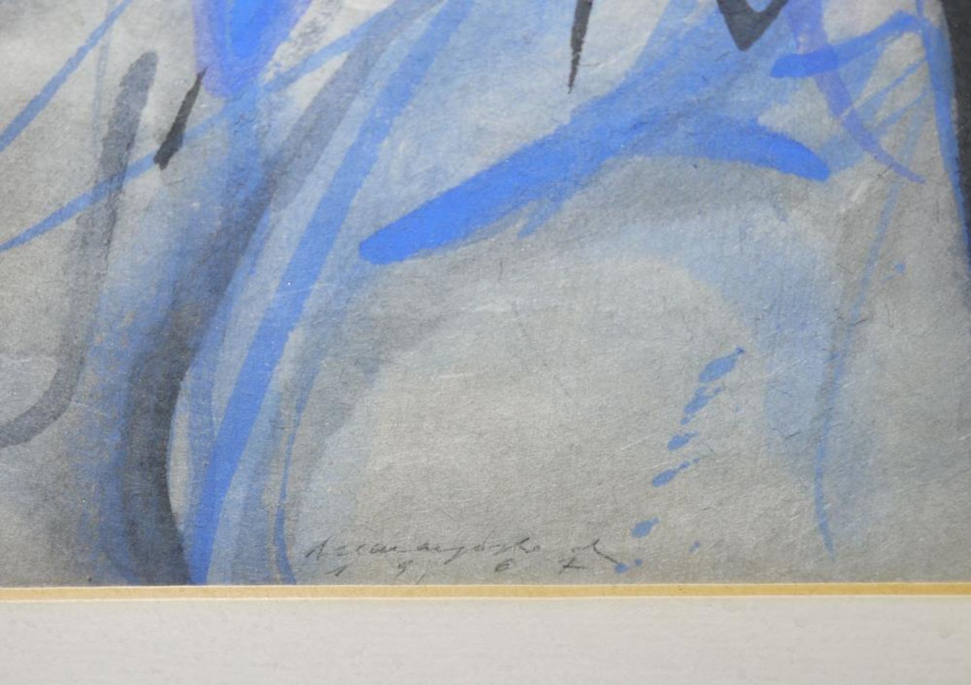 Unleserlich signierender französischer Tachist, dynamische Komposition, Aquarell von 1967, im - Image 3 of 3