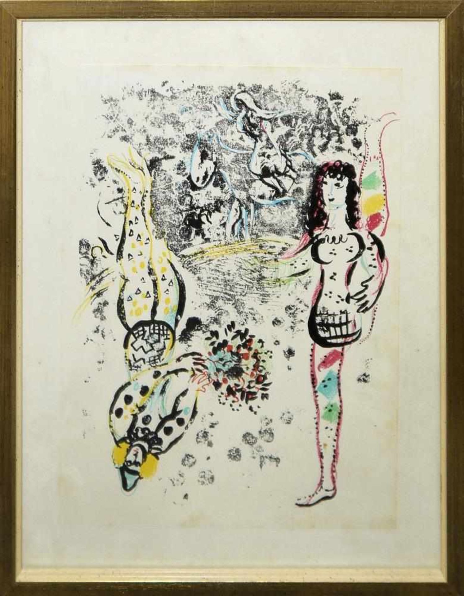 Marc Chagall, zwei Zirkusszenen, Farblithographien, gerahmt Marc Chagall, 1887 – 1985, Tanzende - Bild 2 aus 2
