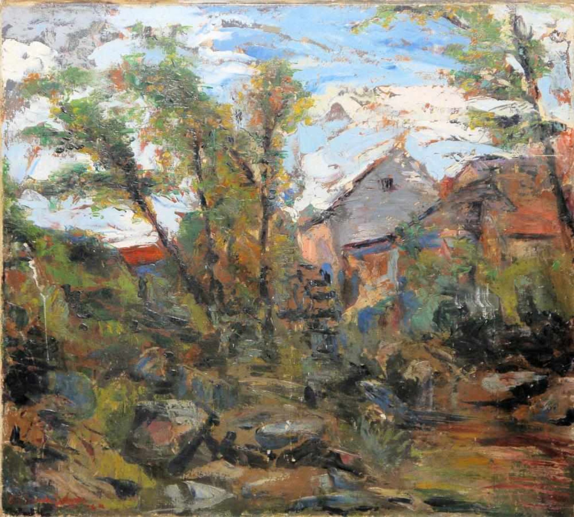 Fernande Edwards Horowitz, „Le Moulin du Pont Charrault (Creuse)”, expressives Ölgemälde von (19)