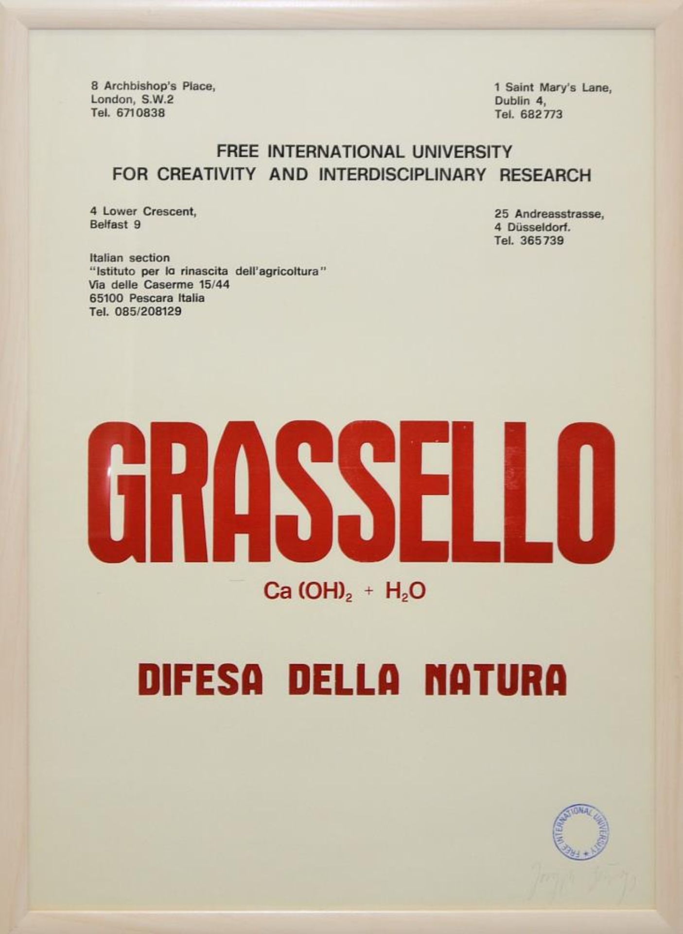 Joseph Beuys, „Grassello”, signierte Farboffsetlitographie von 1979, o. Rahmen Joseph Beuys,