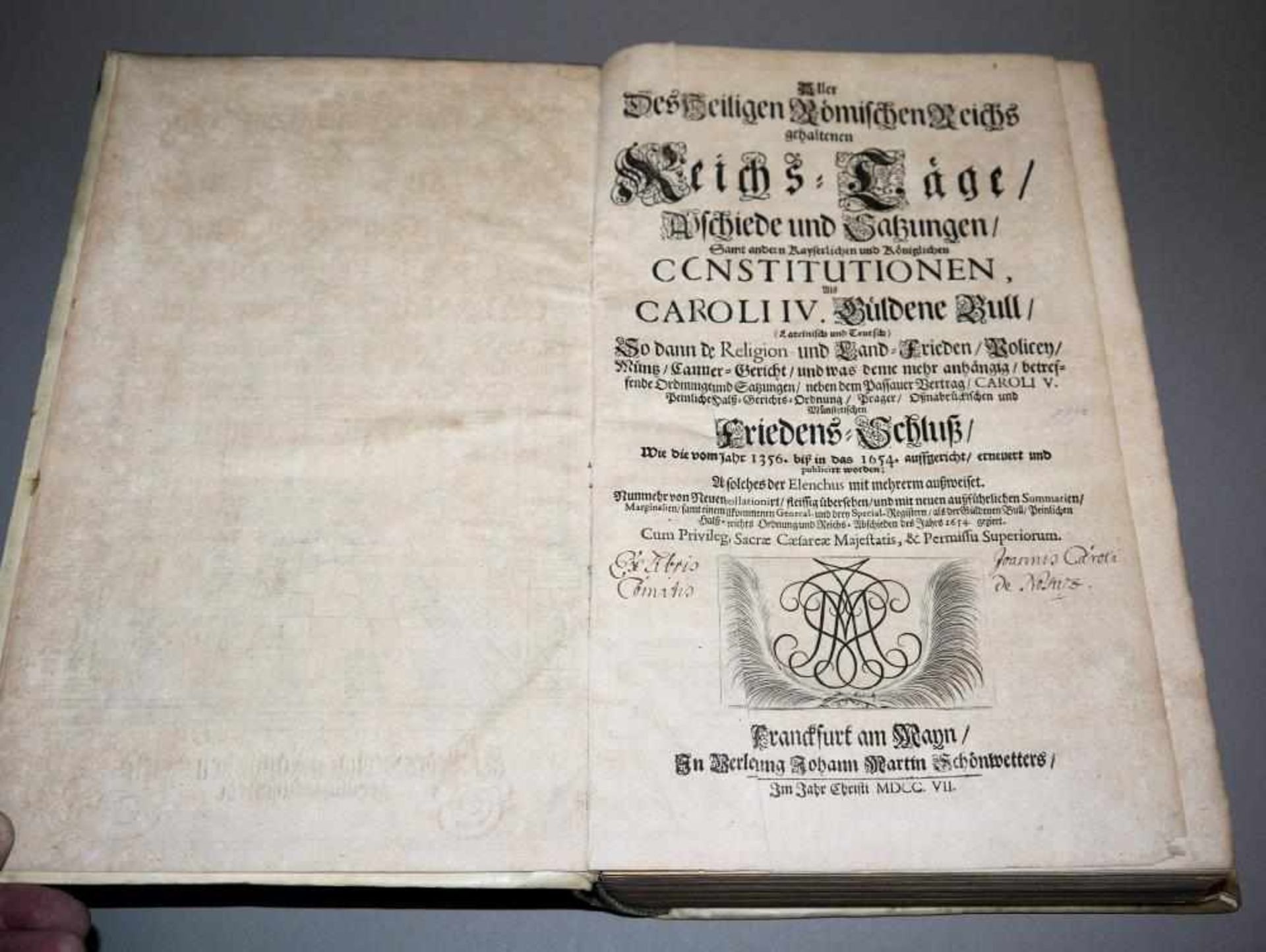 Aller des Heilgen Römischen Reichs gehaltenen Reichs-Tage……, Folio, im Pergamenteinband, Frankfurt