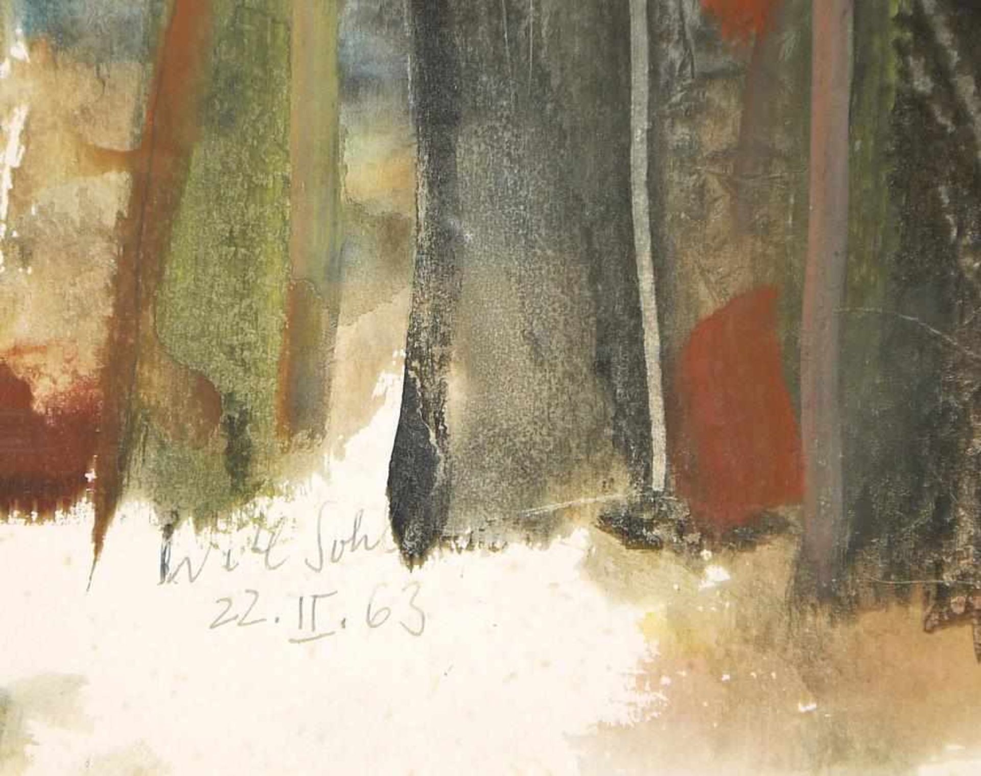 Will Sohl, „Dunkler Fluß Schlierbach“, Aquarell von (19)63 Will Sohl, 1906 Ludwigshafen – 1969 - Image 2 of 2