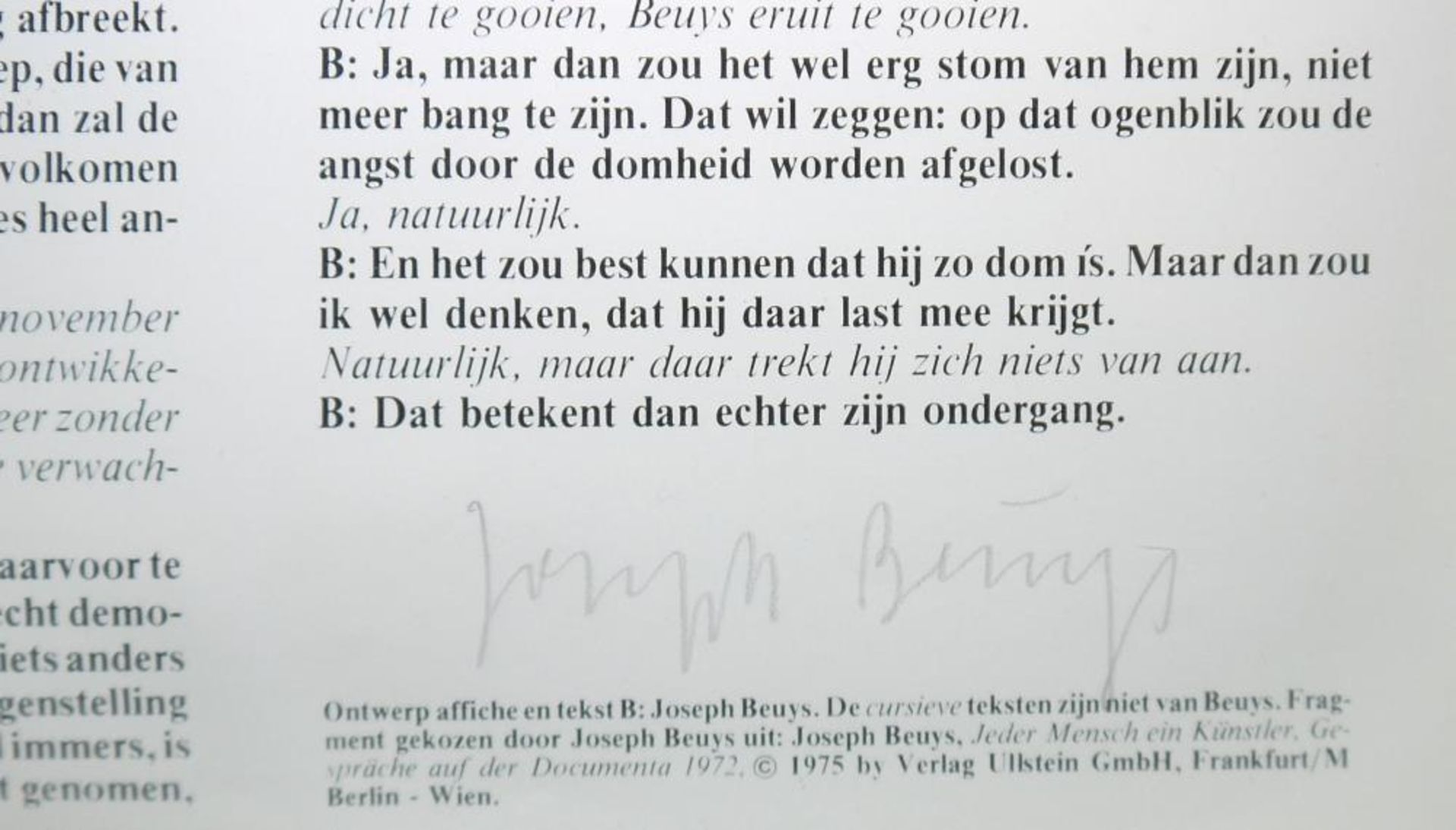 Joseph Beuys, „Documentatie”, signierte Farboffsetlitographie von 1975 & Filzpostkarte o. Rahmen - Bild 2 aus 2