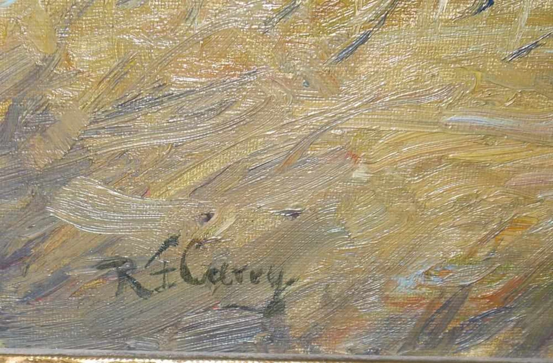 Robert Franz Curry, Vorfrühling in einem Gebirgsdorf bei Locarno, Ölgemälde, Goldstuckrahmen - Image 3 of 4