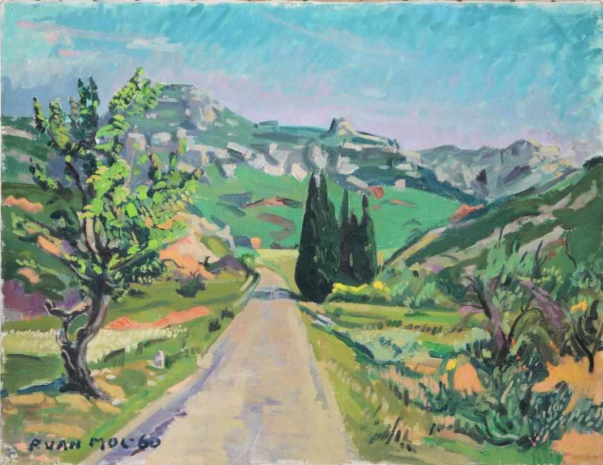 Pieter Van Mol, „Route des Baux“ u. „Au Baux“, Ölgemälde, 1960 u. 1974 Pieter Van Mol, 1906 in - Bild 3 aus 4